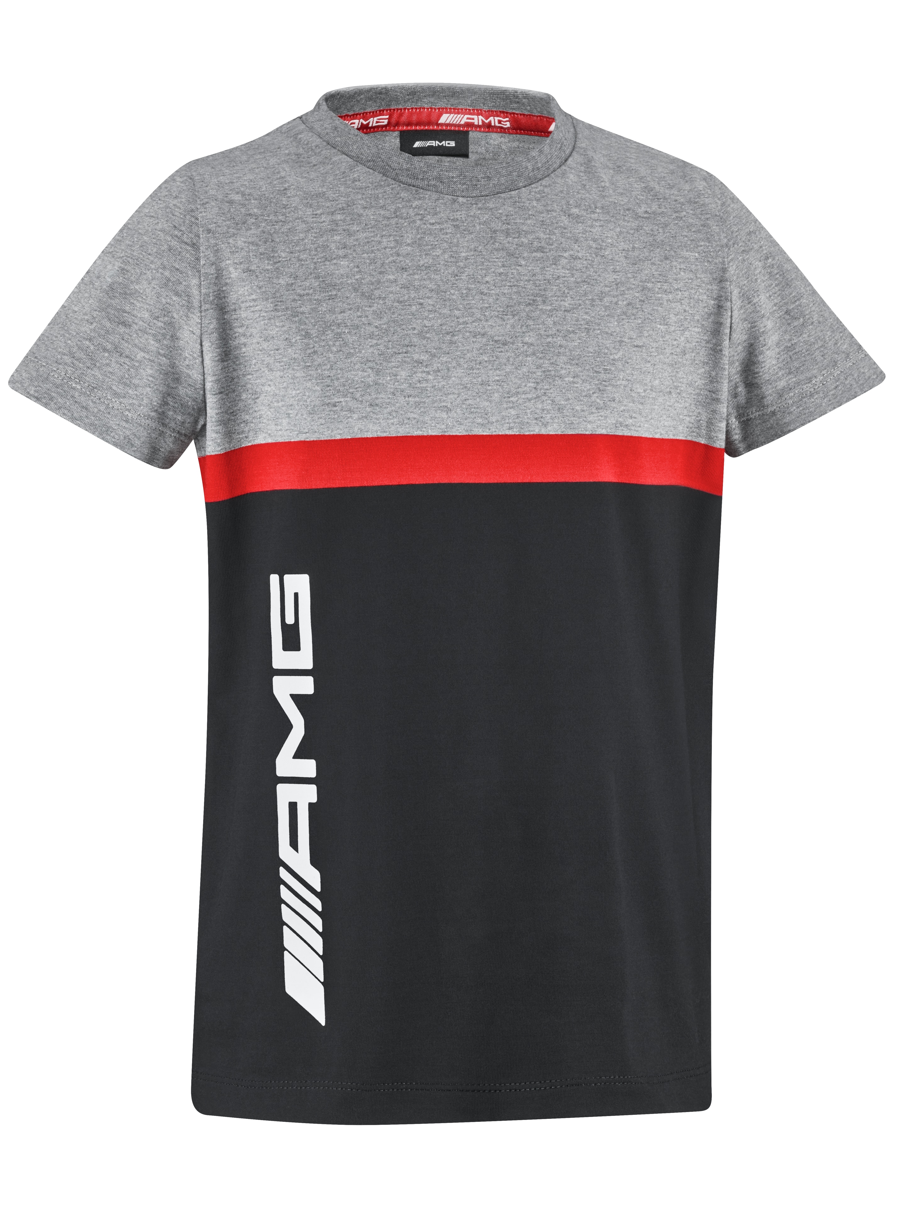 Dziecięcy t-shirt AMG - czerń / szary / czerwony, 128 / 134