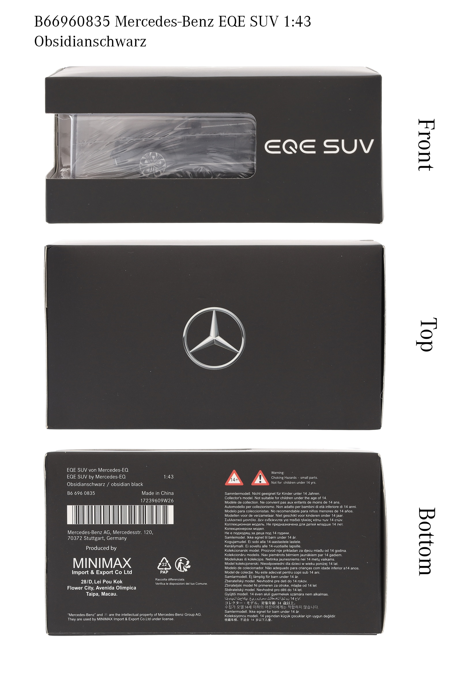 EQE SUV, Electric Art Line, X294 - czerń obsydianu, Minimax, 1:43
