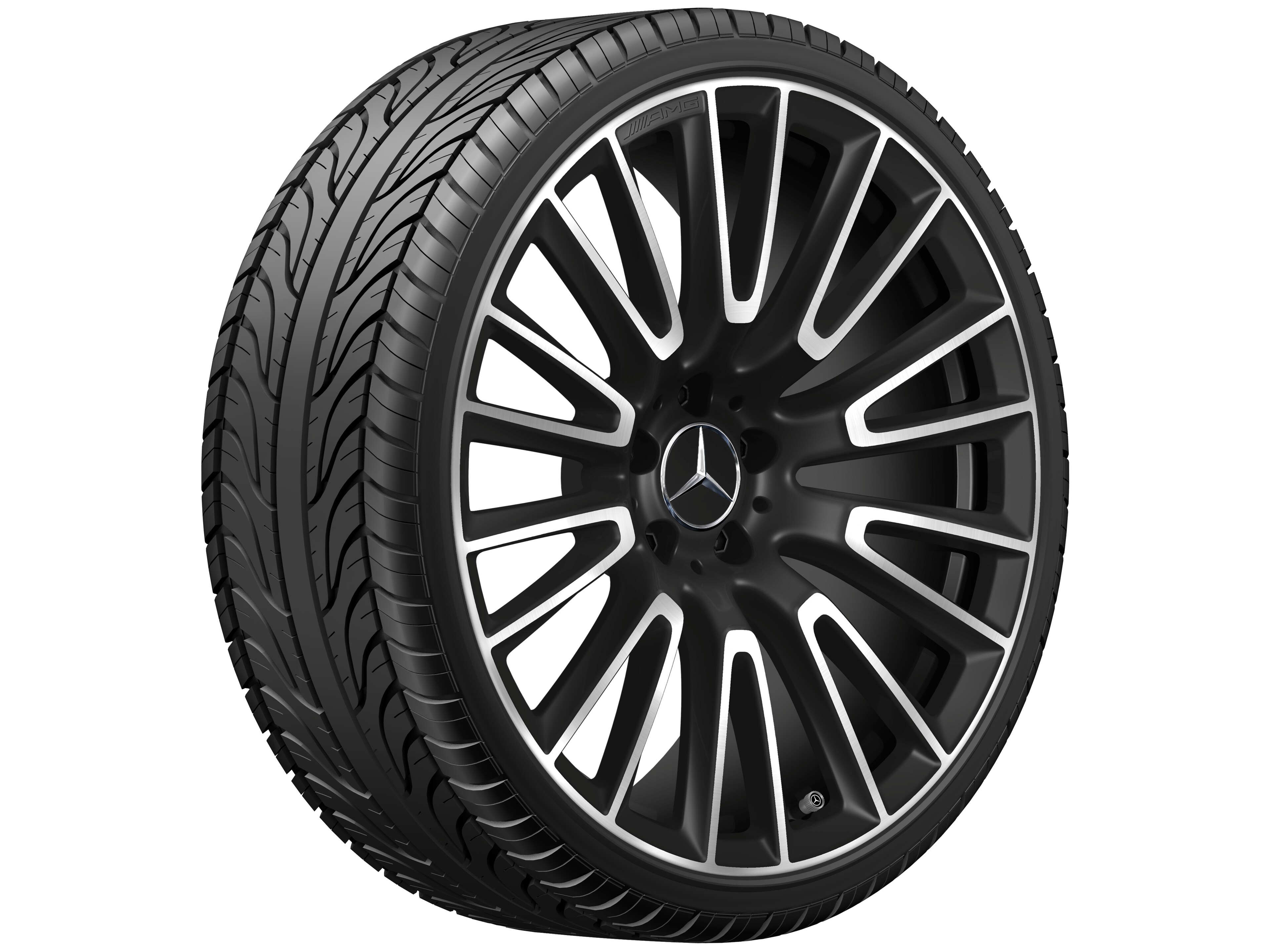 Obręcz AMG z lekkiego stopu, z 10 podwójnymi ramionami, 50,8 cm (20 cali) - 10,5 J x 20 ET 43, czarny mat, toczone na połysk