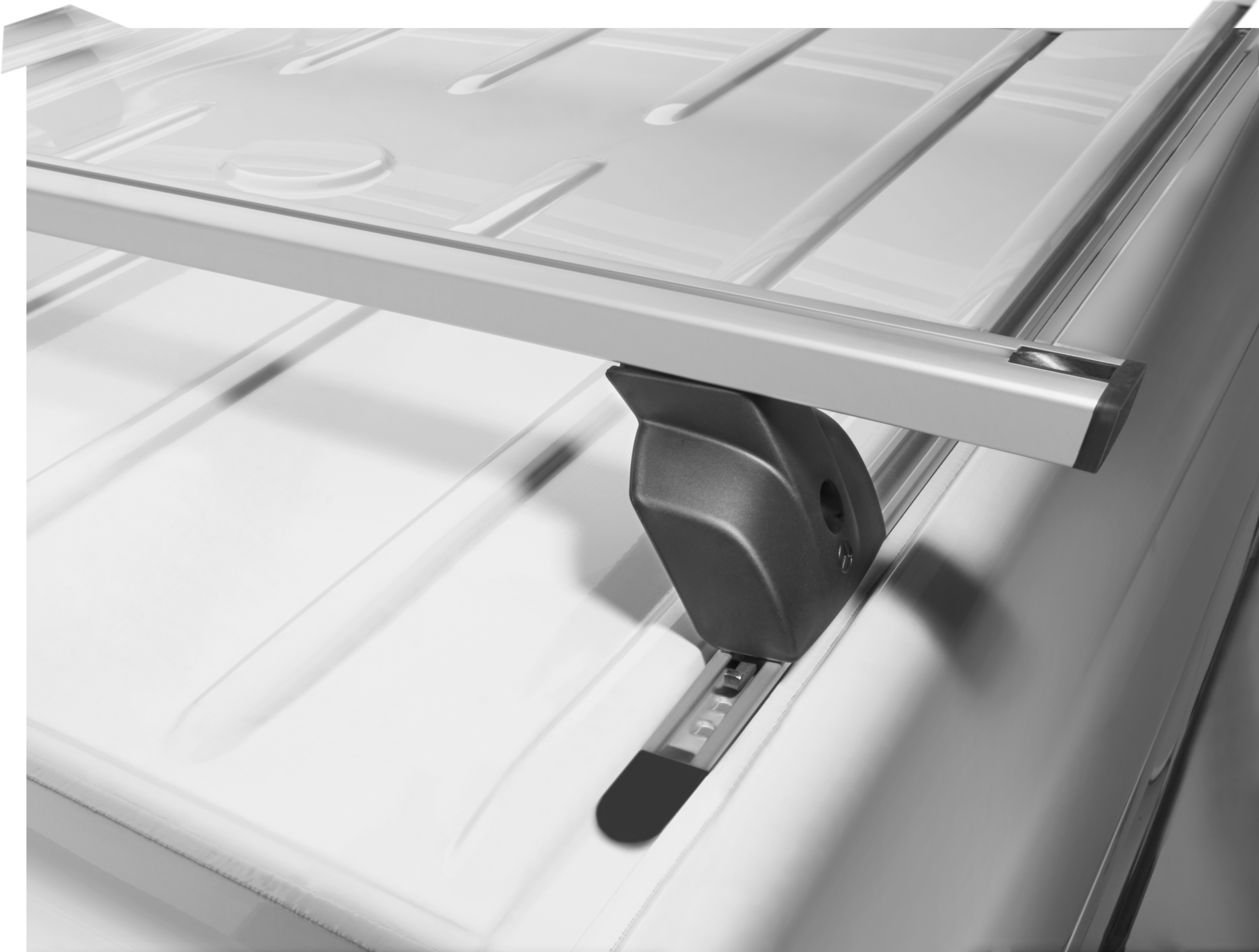 Bazowy bagażnik dachowy, Pojedyncza belka - aluminium / stal, srebrny / czerń