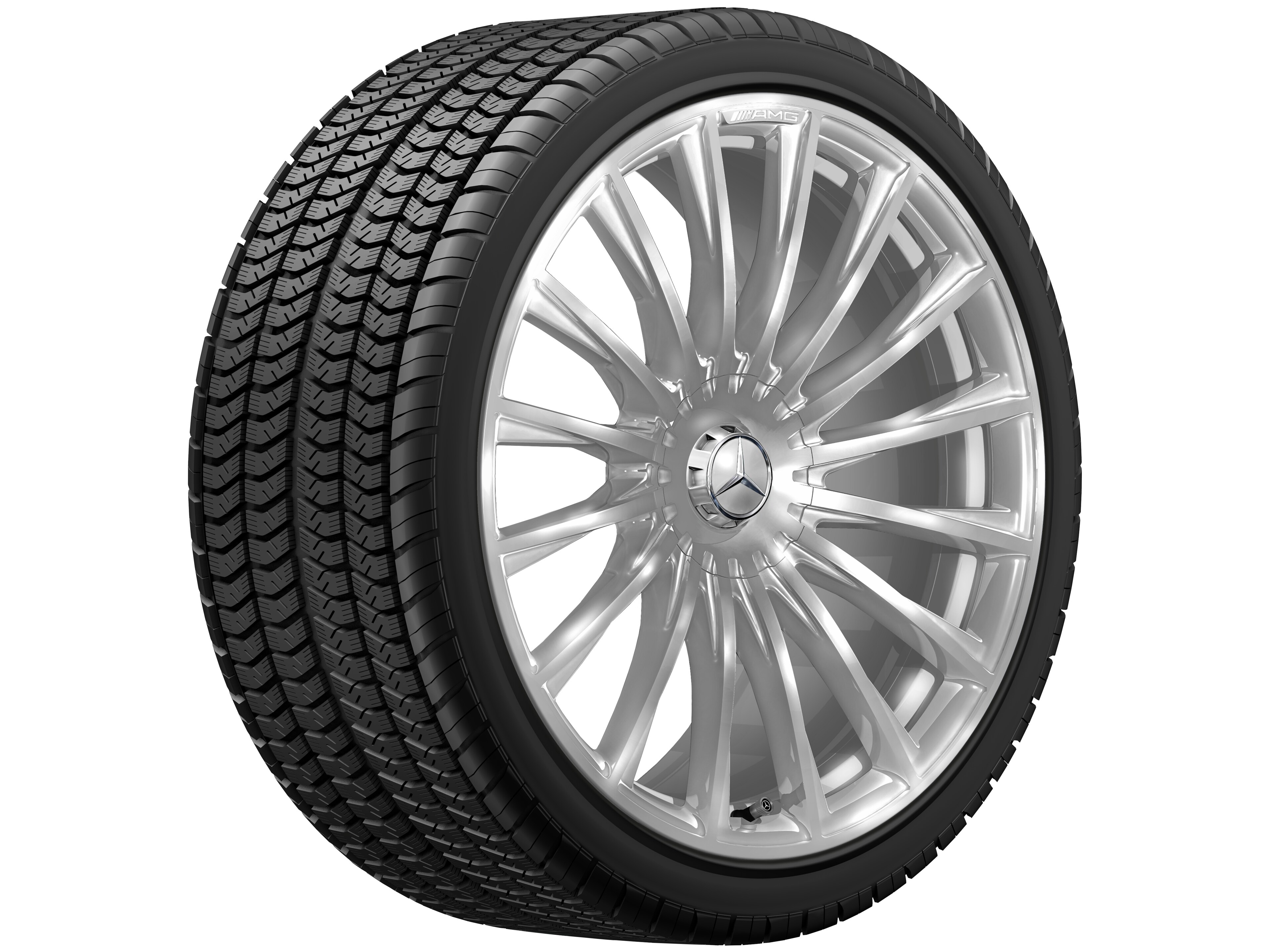 Obręcz kuta AMG wieloramienna, 53,3 cm (21 cali) - 10,5 J x 21 ET 50, srebrny, polerowane na połysk