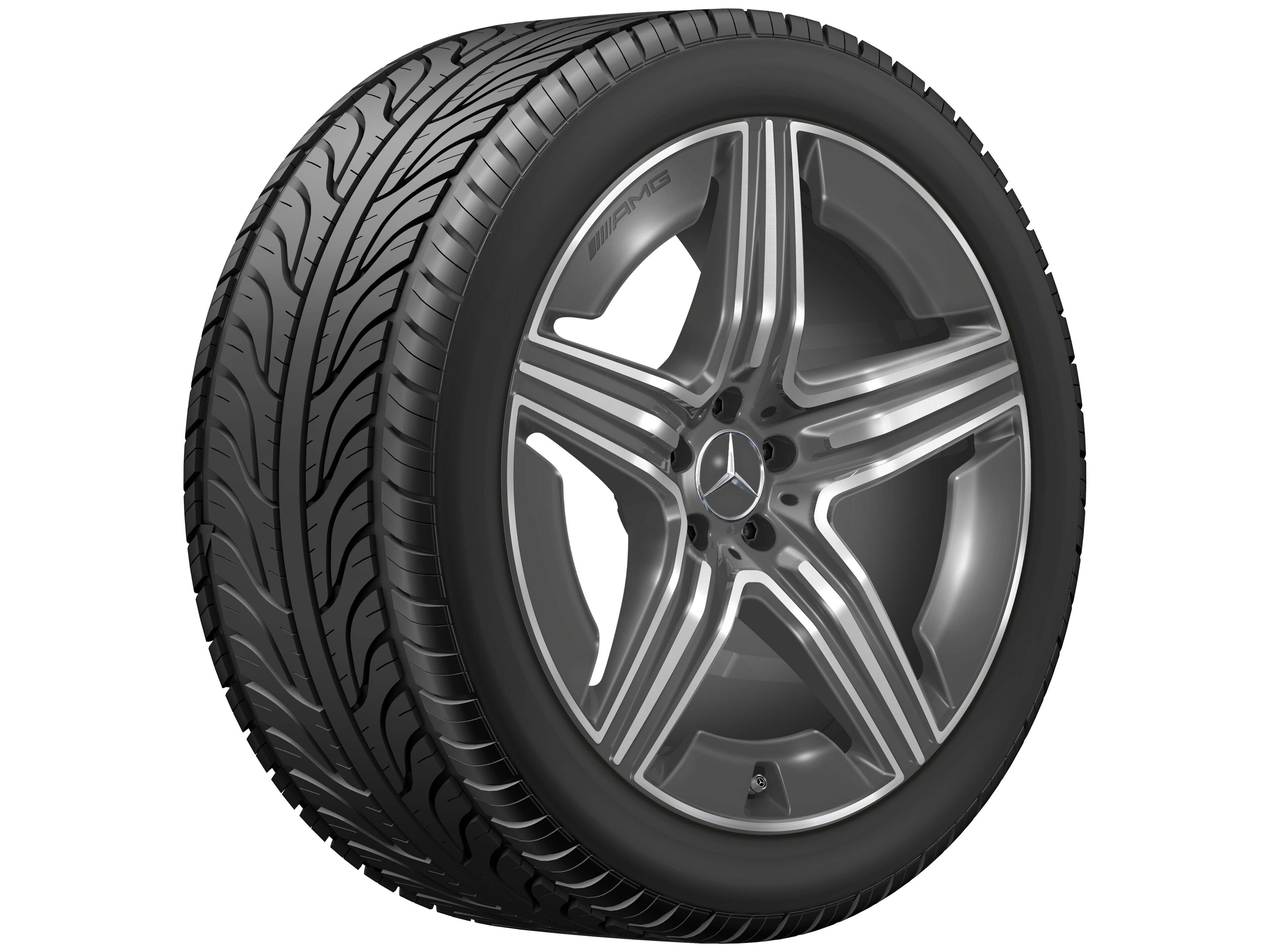 Obręcz AMG z 5 podwójnymi ramionami, 53,3 cm (21 cali) - 11 J x 21 ET 49, szarość tantalu, toczone na połysk
