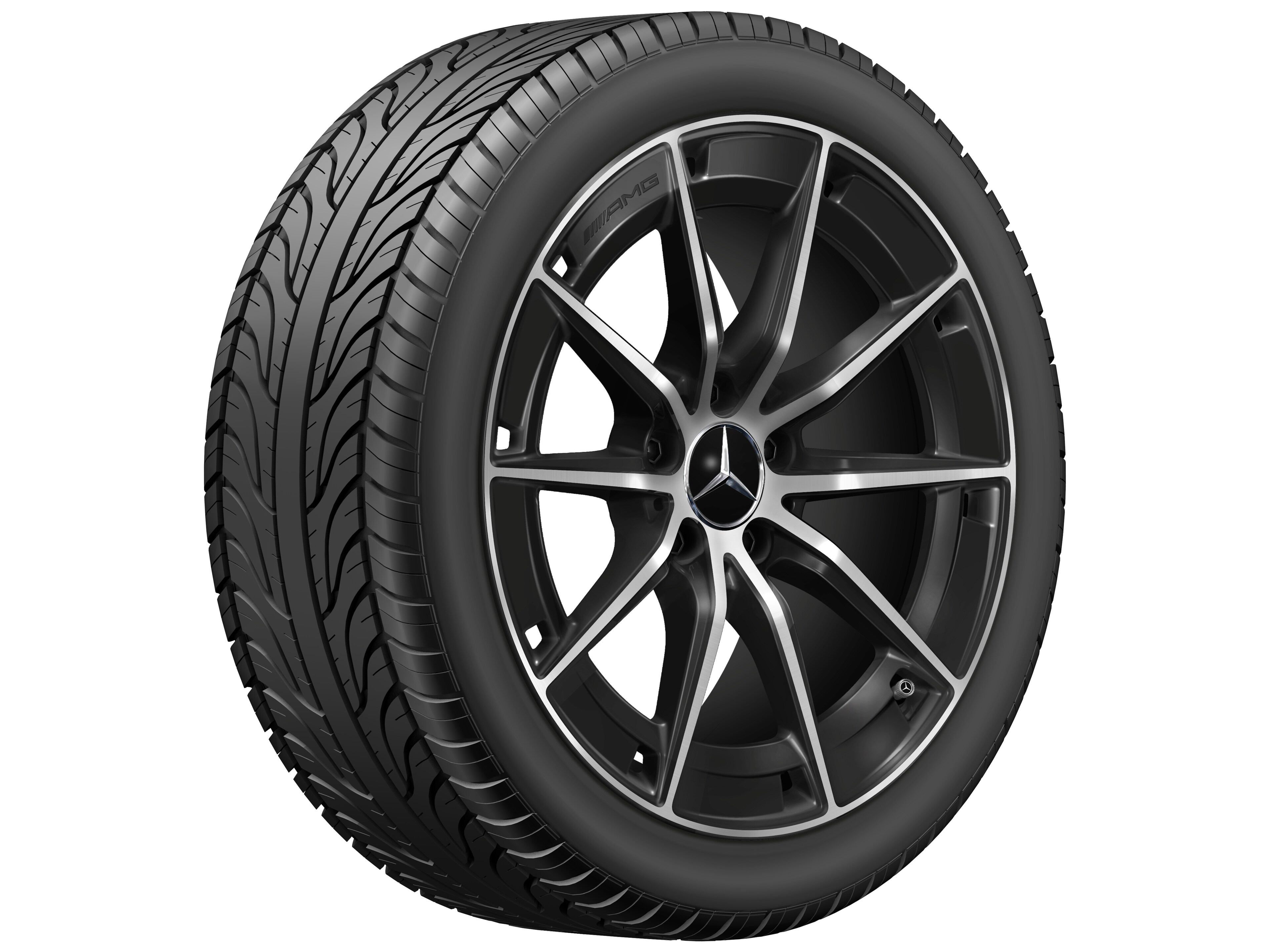 Obręcz AMG 10-ramienna, 45,7 cm (18 cali) - 8 J x 18 ET 40, czerń, toczone na połysk