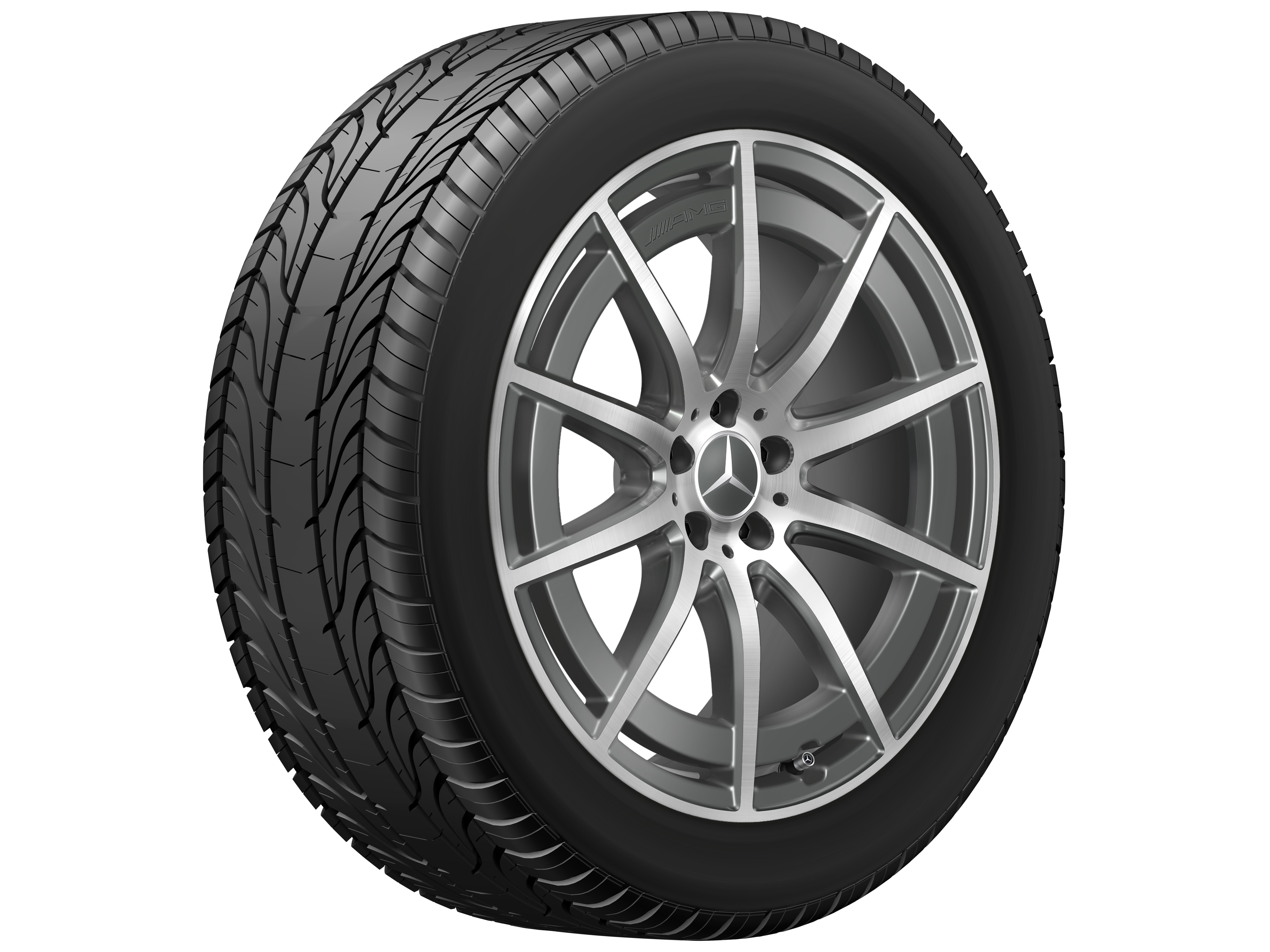 Obręcz AMG 10-ramienna, 53,3 cm (21 cali) - 9 J x 21 ET 36, szarość tantalu, toczone na połysk