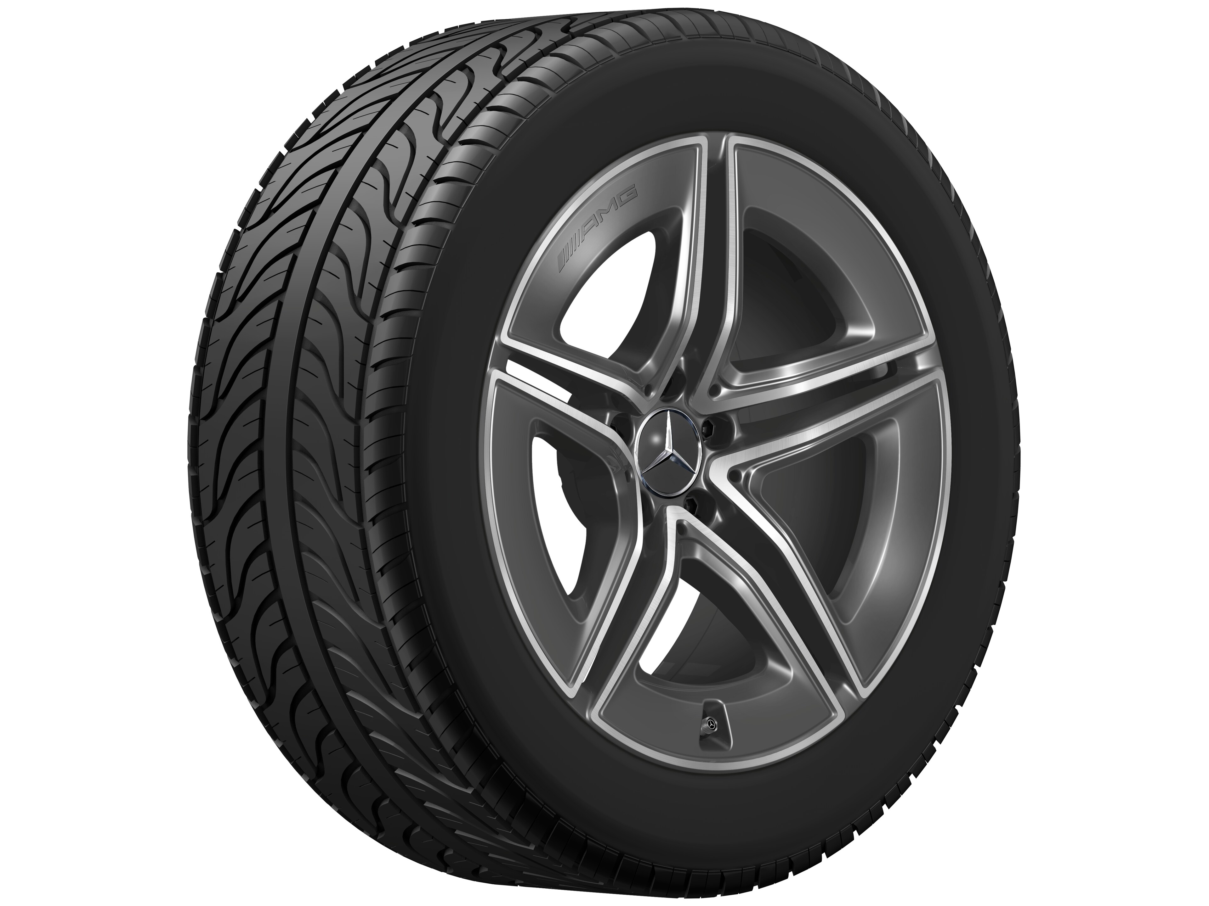 Obręcz AMG z 5 podwójnymi ramionami, 48,3 cm (19 cali) - 8 J x 19 ET 21,5, szarość tantalu, toczone na połysk