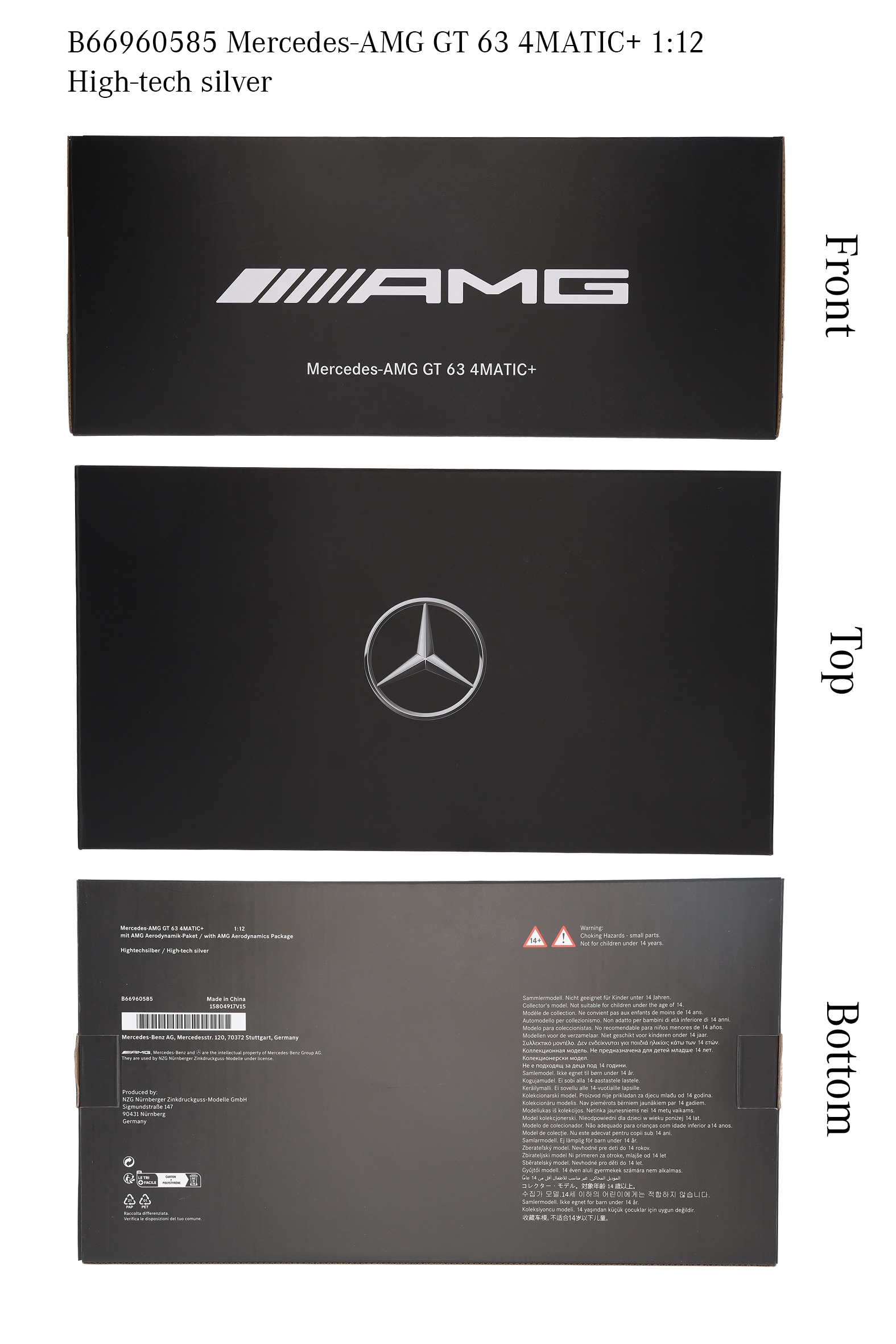 Mercedes-AMG GT 63 4MATIC+ - srebro hightech, NZG, 1:12