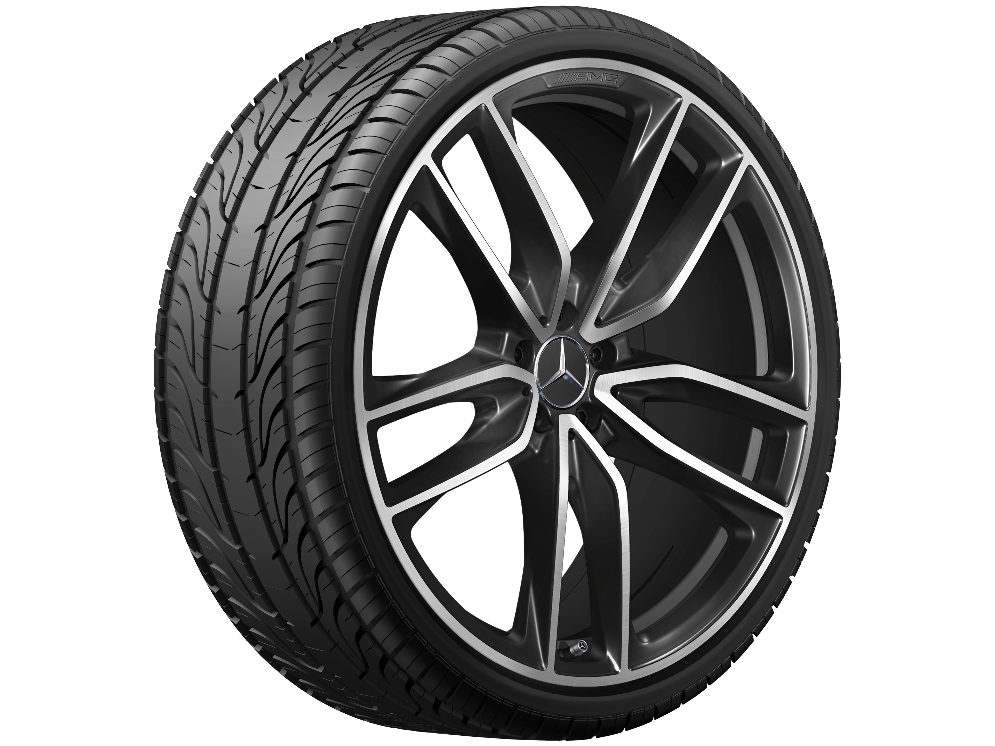 Obręcz AMG z 5 podwójnymi ramionami, 58,4 cm (23 cale) - 11,5 J x 23 ET 47, czerń, toczone na połysk