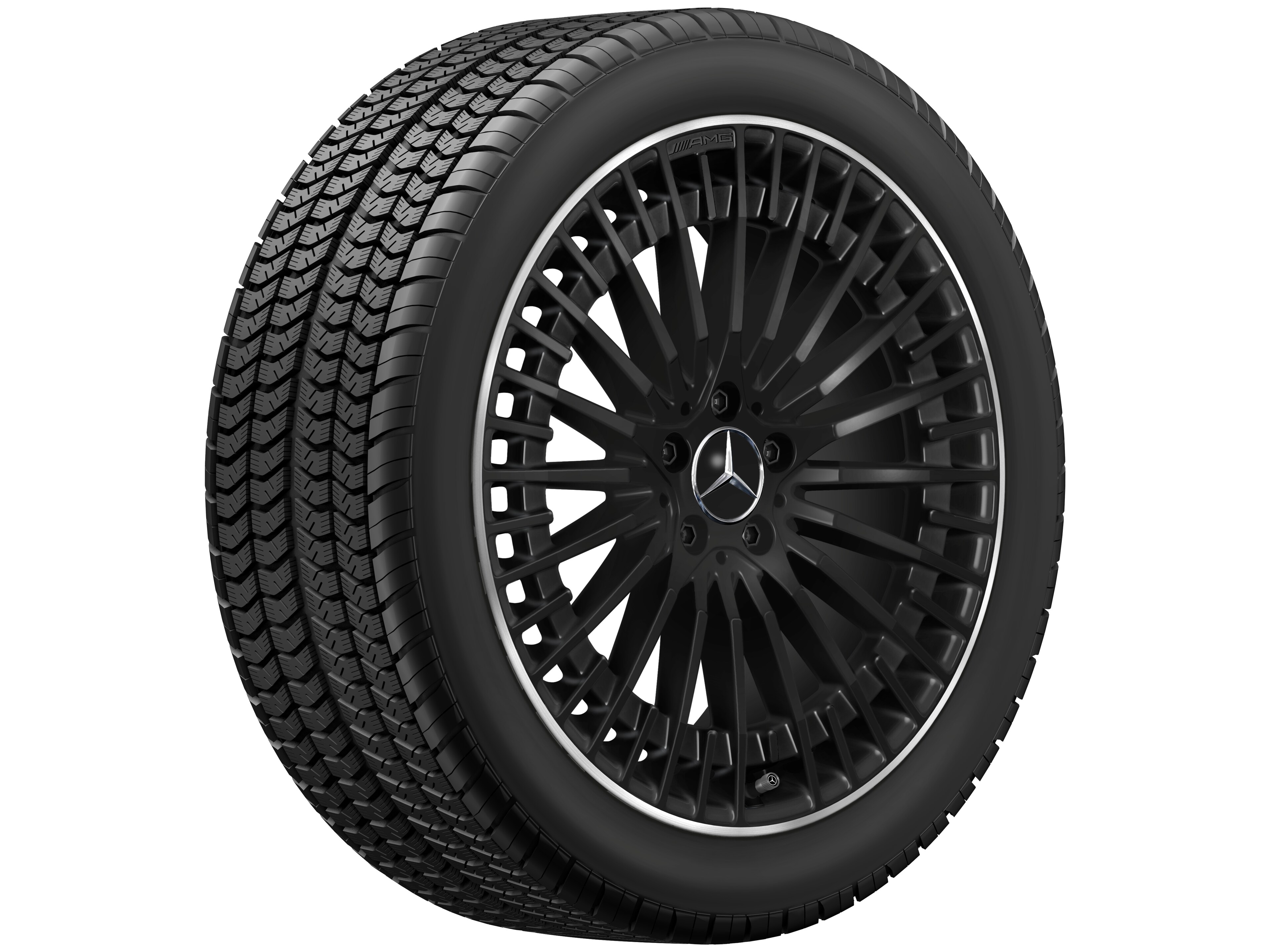 Wieloramienna obręcz koła AMG, 50,8 cm (20 cali), Obrzeże obręczy polerowane na połysk - 8,5 J x 20 ET 50,5, czerń, obrzeże obręczy polerowane na połysk