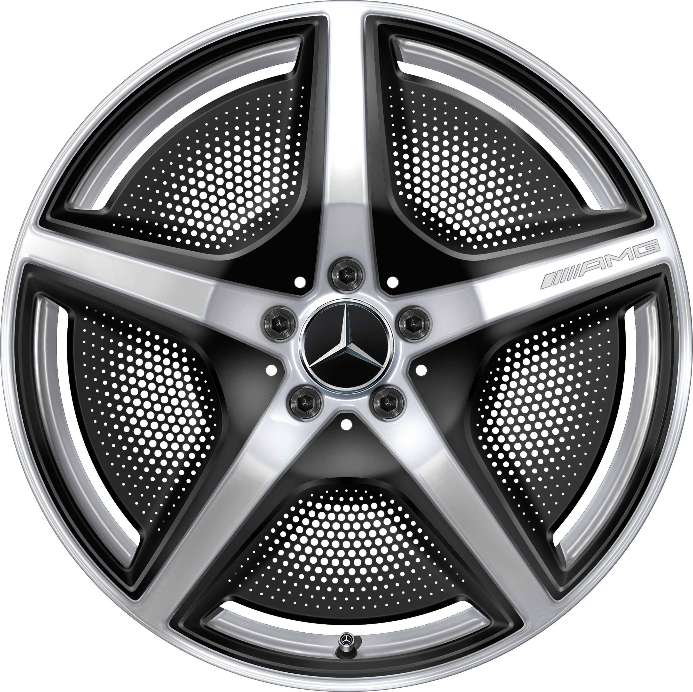 Obręcz AMG 5-ramienna, 50,8 cm (20 cali) - 10 J x 20 ET 66, srebro wanadu, intensywnie błyszczące