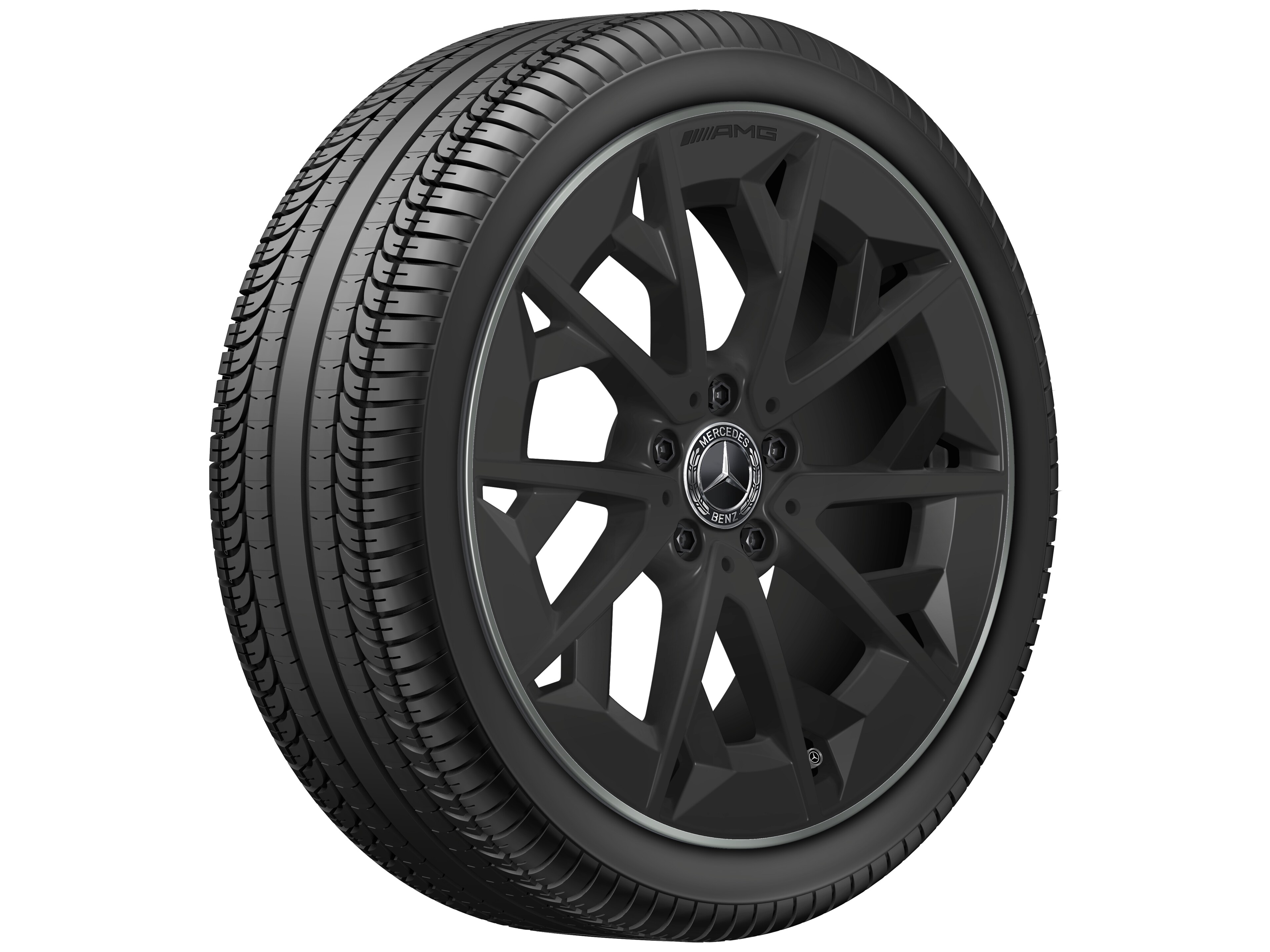 Obręcz AMG z lekkiego stopu, z krzyżowymi ramionami, 48,3 cm (19 cali) - 7,5 J x 19 ET 48,4, czarny mat / techgold mat