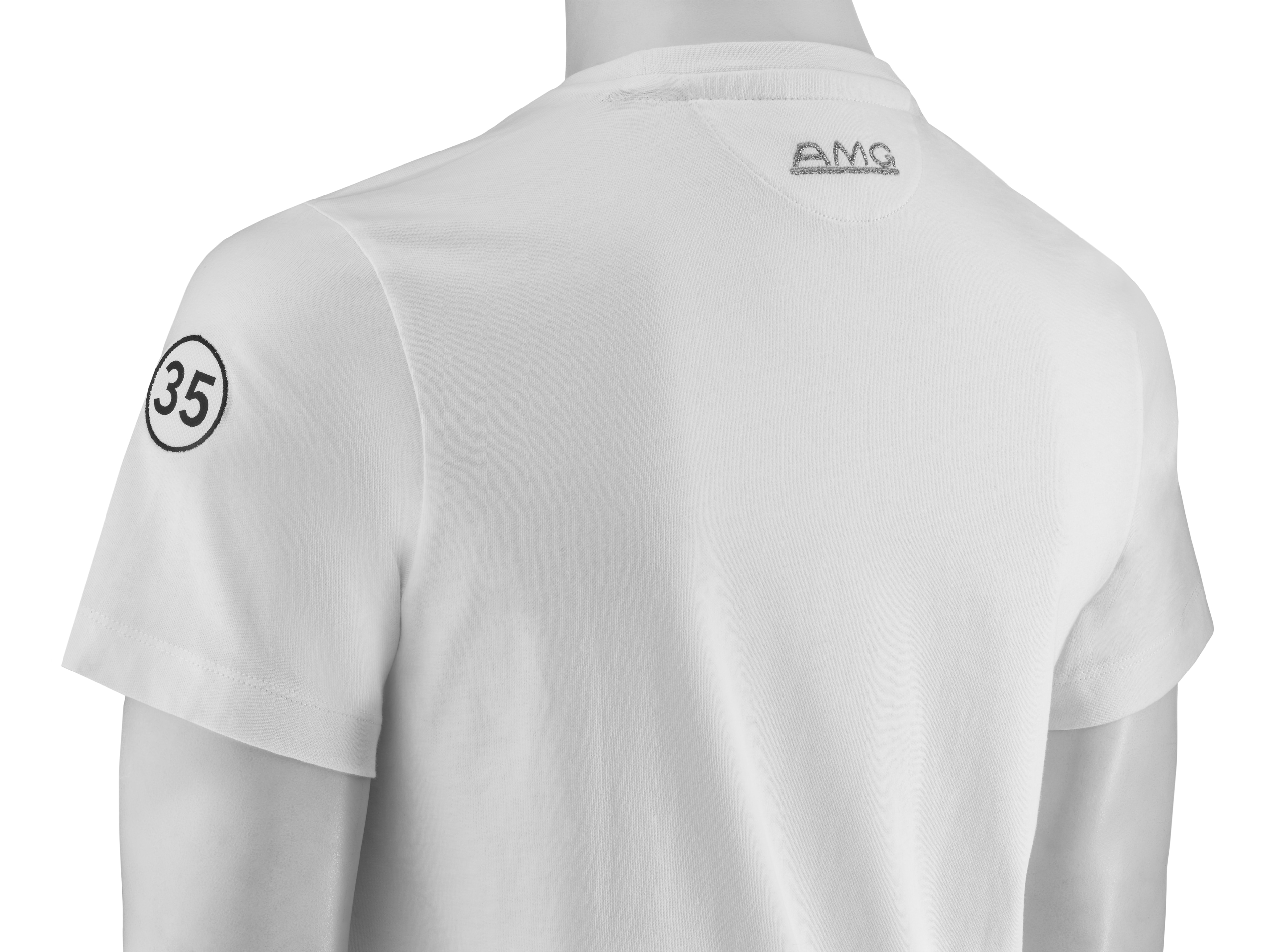 Męski t-shirt AMG - biały / żółty, XXL