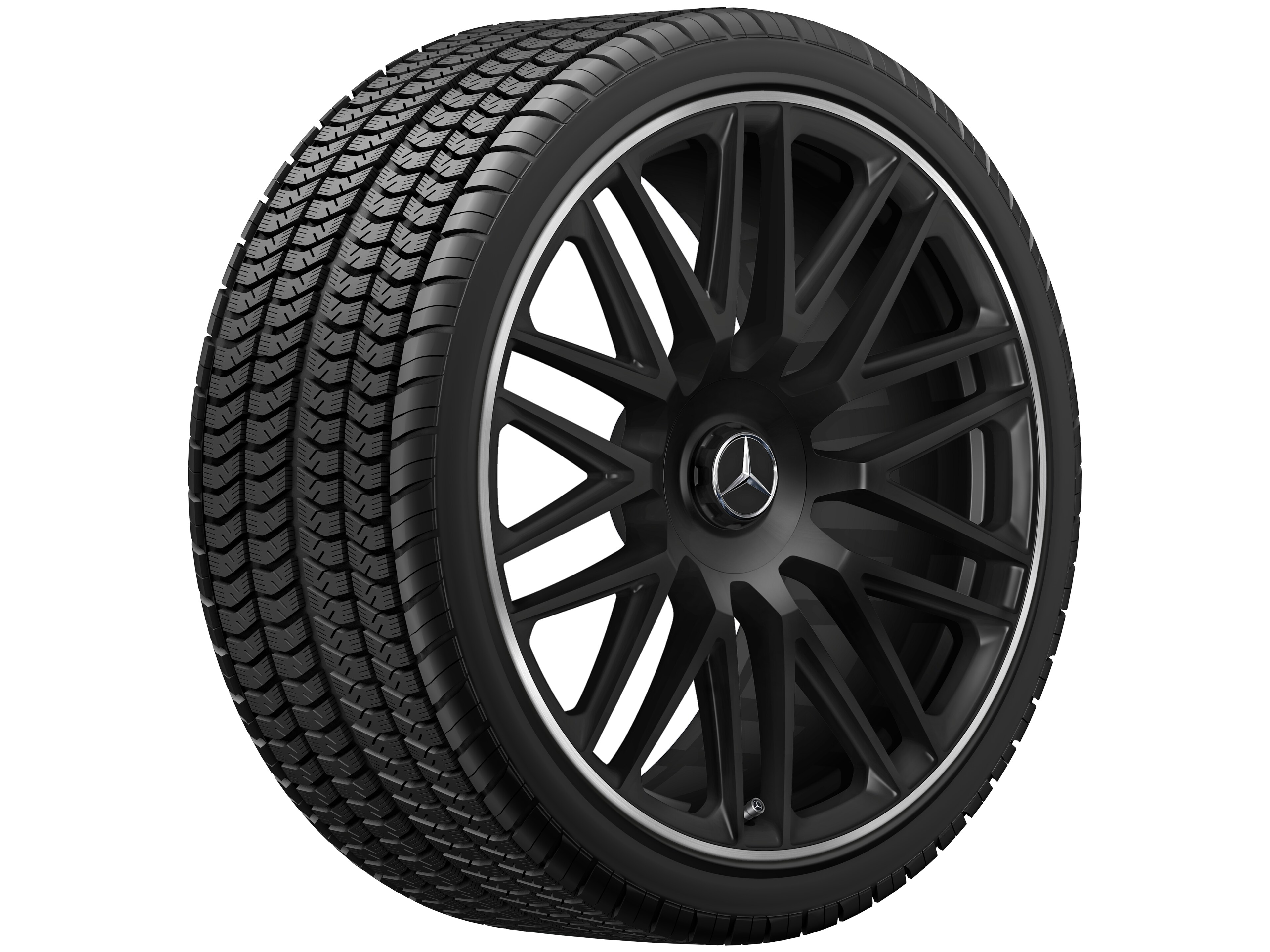 Obręcz kuta AMG 10-ramienna, 53,3 cm (21 cali) - 10,5 J x 21 ET 50, czarny mat, obrzeże obręczy polerowane na połysk