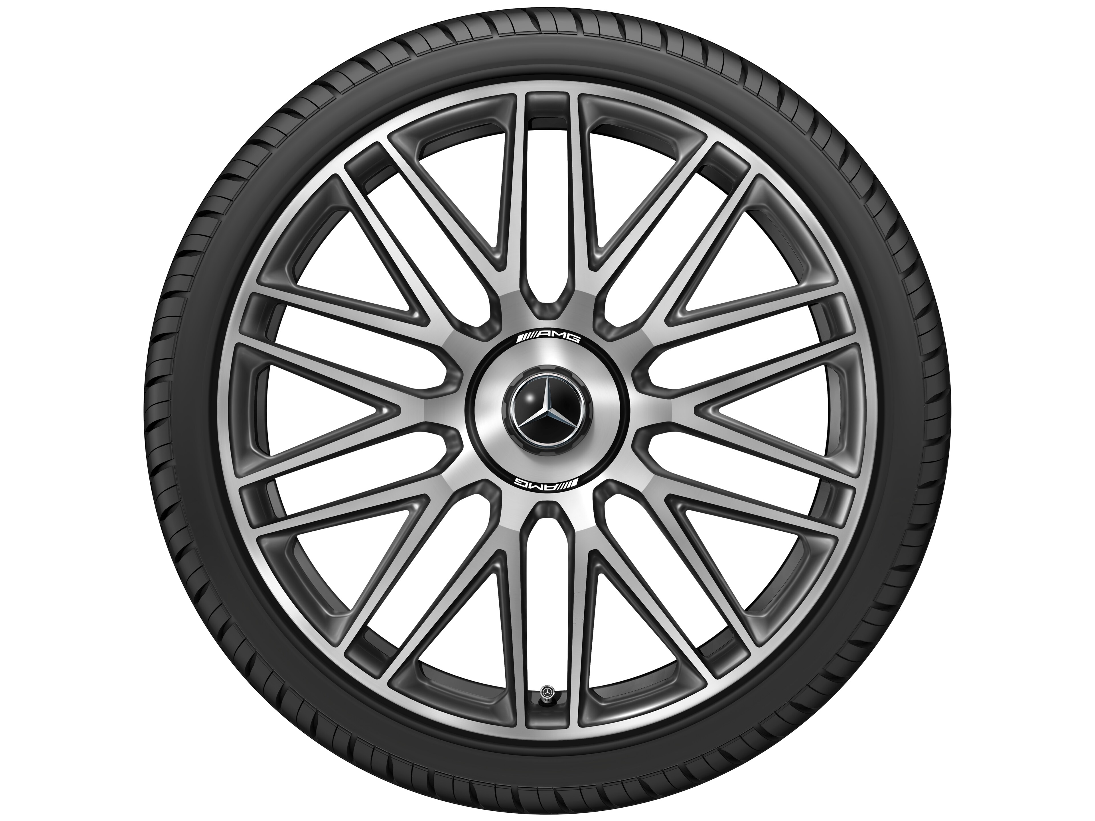 Obręcz kuta AMG 10-ramienna, 53,3 cm (21 cali) - 9,5 J x 21 ET 33, czerń / dark platin gloss