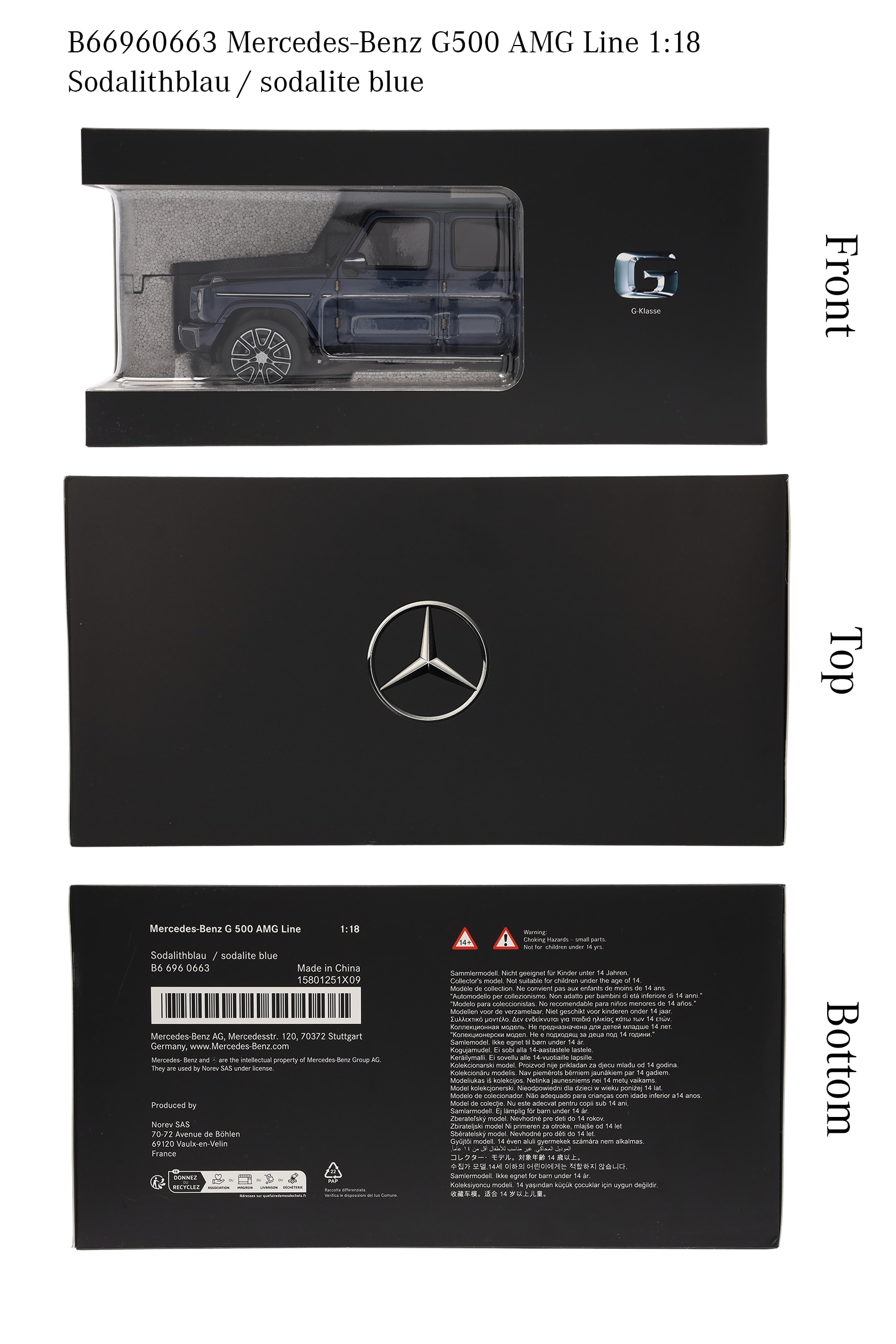 G-Class, Samochody terenowe, AMG Line, W465 - niebieski sodalitu, Norev, 1:18