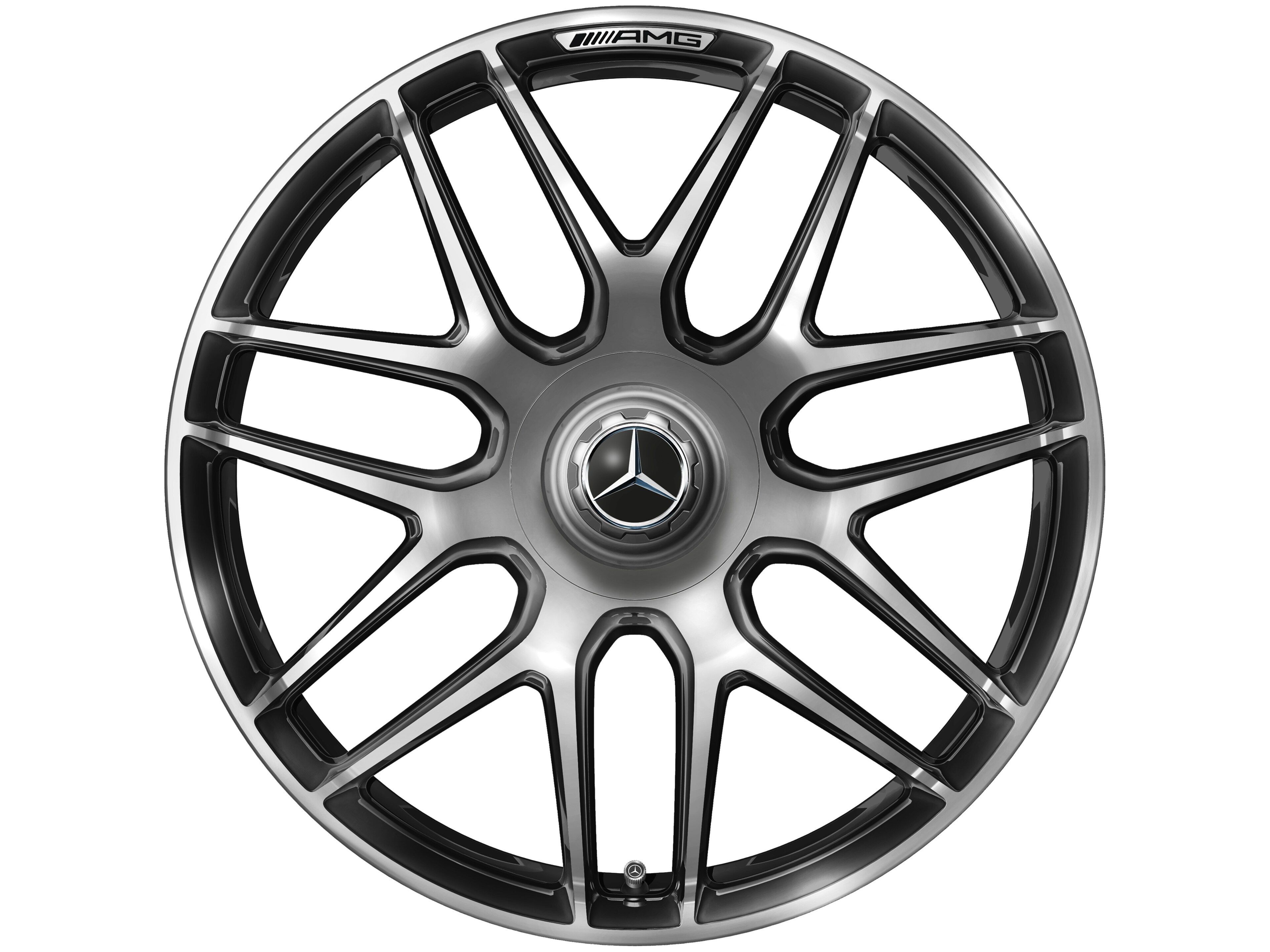 Obręcz kuta AMG z krzyżowymi ramionami, 50,8 cm (20 cali), Obrzeże obręczy polerowane na połysk - 9,5 J x 20 ET 25, dark platin gloss, obrzeże obręczy polerowane na połysk