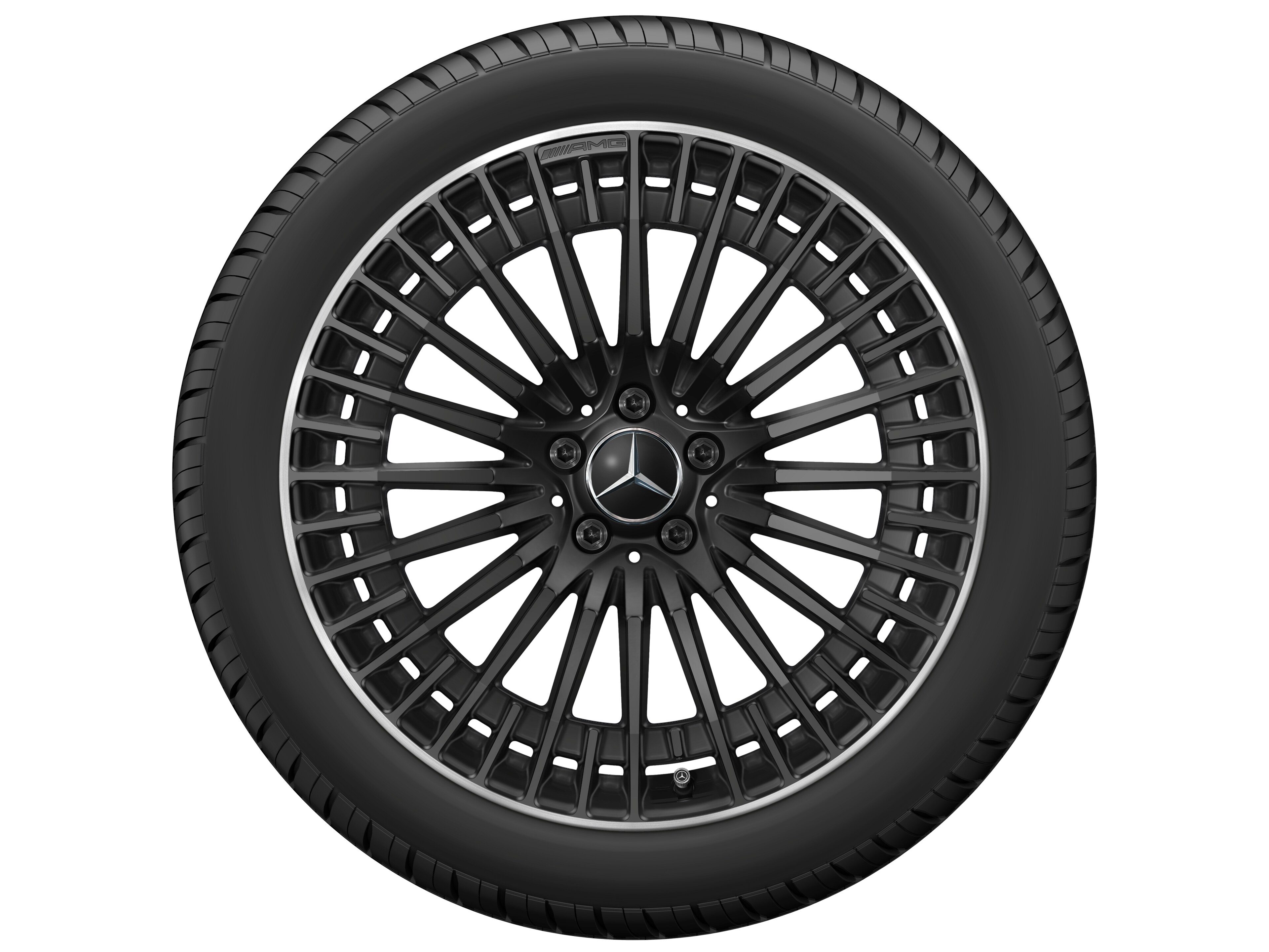 Wieloramienna obręcz koła AMG, 50,8 cm (20 cali), Obrzeże obręczy polerowane na połysk - 8,5 J x 20 ET 50,5, czerń, obrzeże obręczy polerowane na połysk
