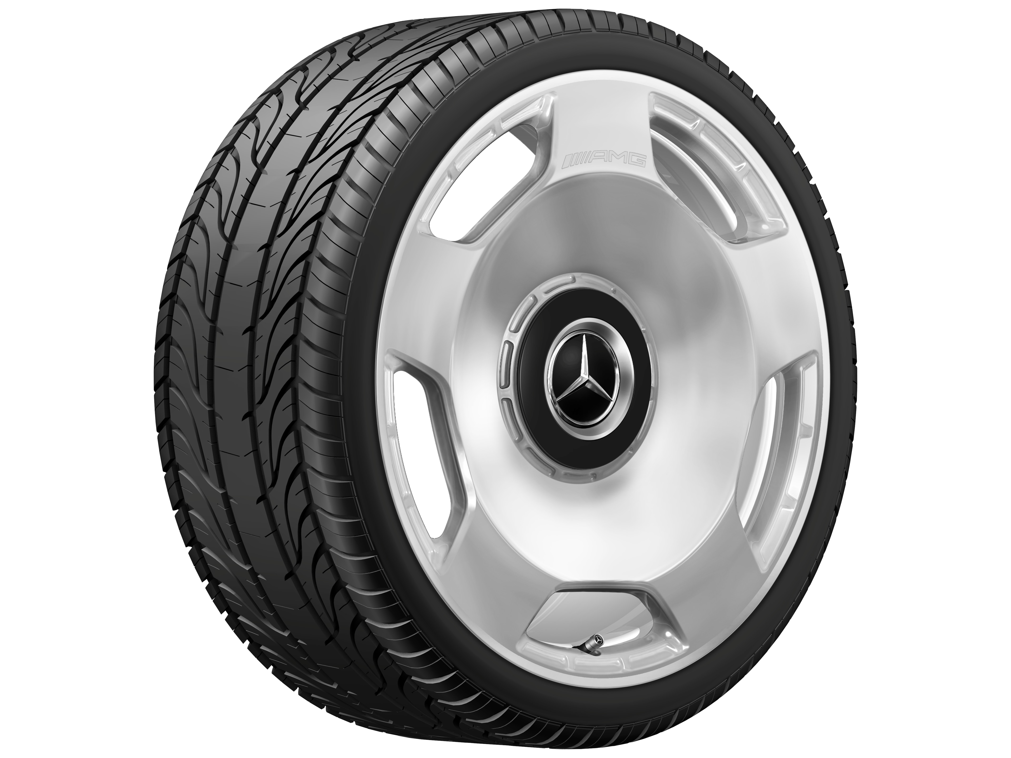 Obręcz kuta AMG 5-otworowe, 53,3 cm (21 cali) - 10 J x 21 ET 30, srebrny, polerowane na połysk