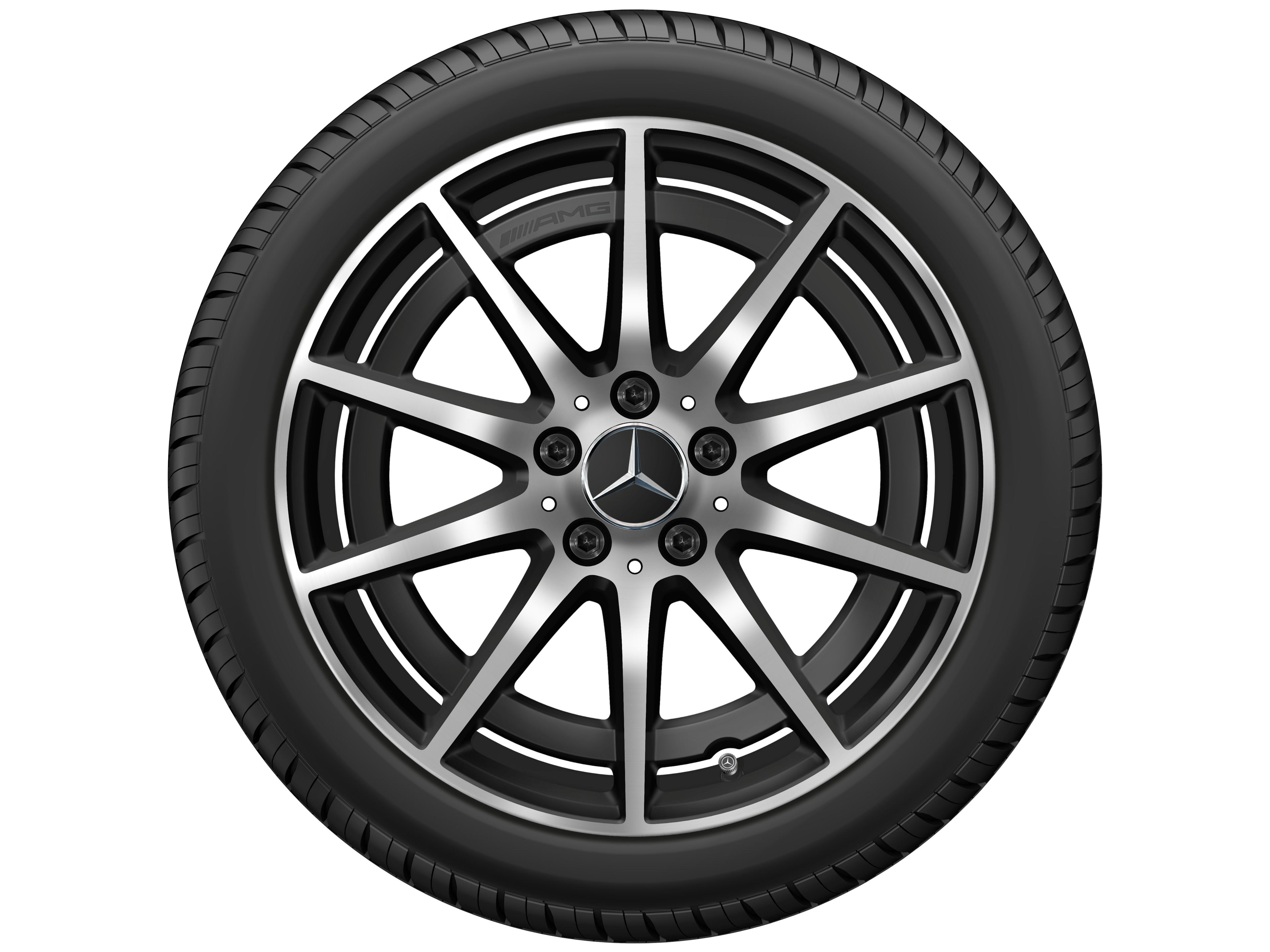 Obręcz AMG 10-ramienna, 45,7 cm (18 cali) - 8,5 J x 18 ET 46, czarny mat, toczone na połysk