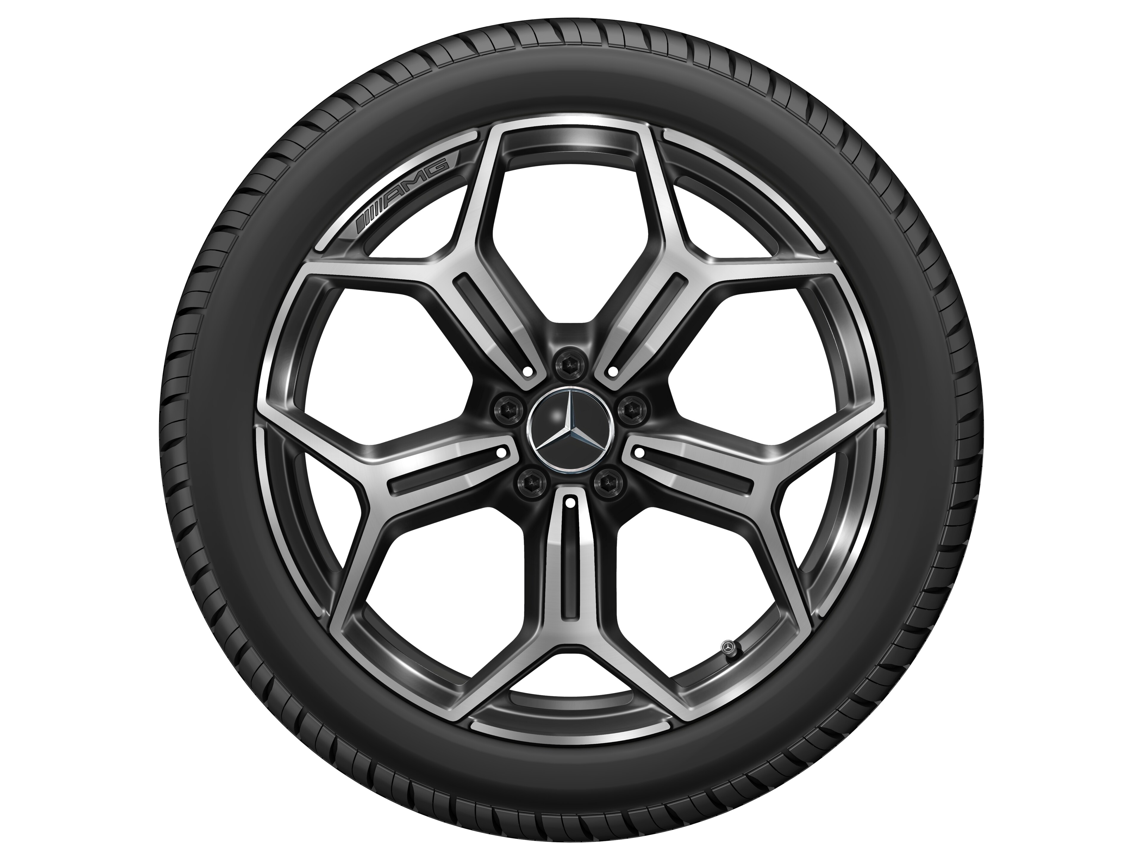 Obręcz AMG z lekkiego stopu, z 5 podwójnymi ramionami, 50,8 cm (20 cali), polerowane na połysk, lakier bezbarwny z odcieniem - 9 J x 20 ET 60,8, czerń, toczone na połysk