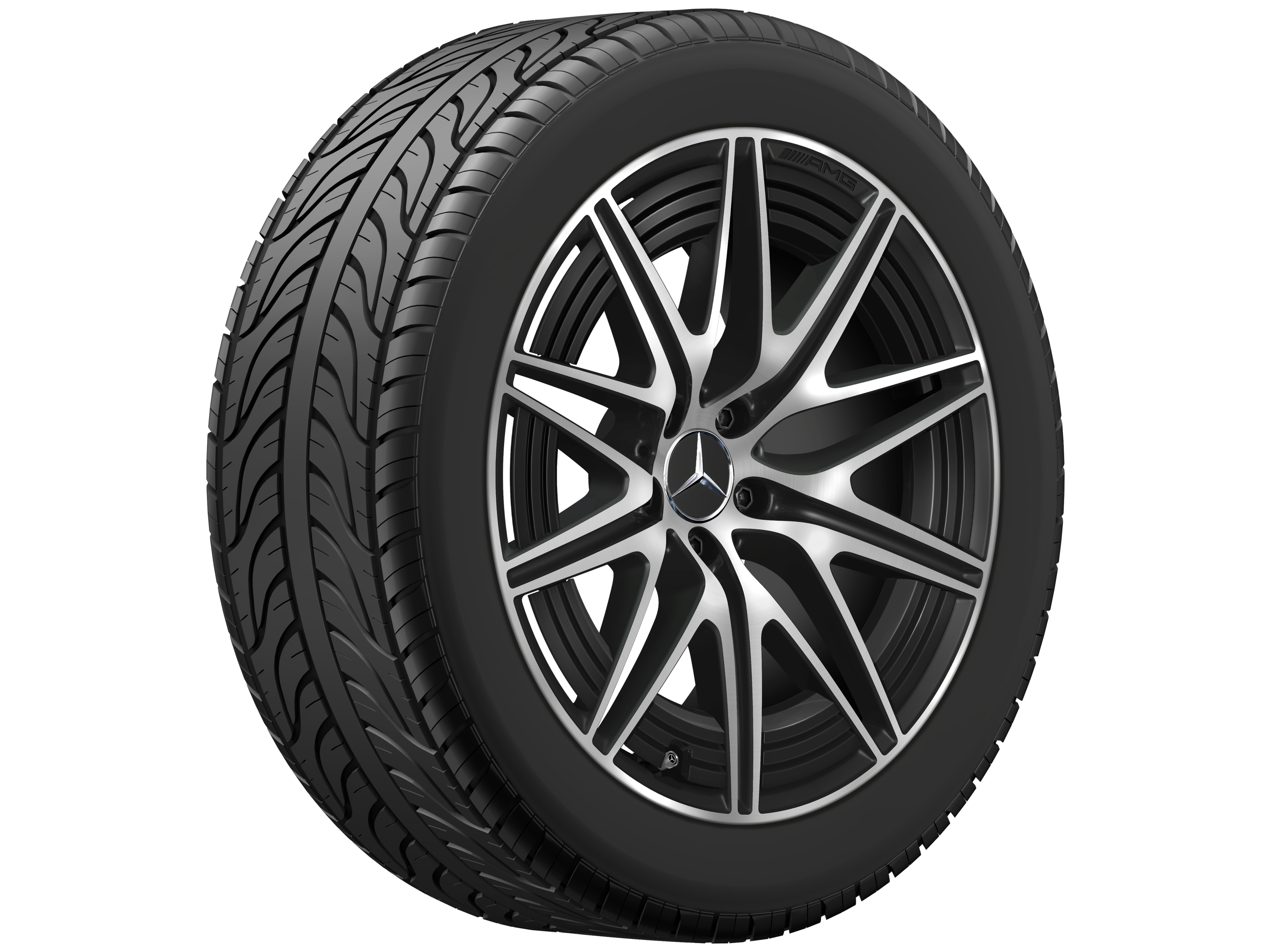 Obręcz AMG 10-ramienna, 50,8 cm (20 cali) - 9,5 J x 20 ET 32,1, czarny mat, toczone na połysk