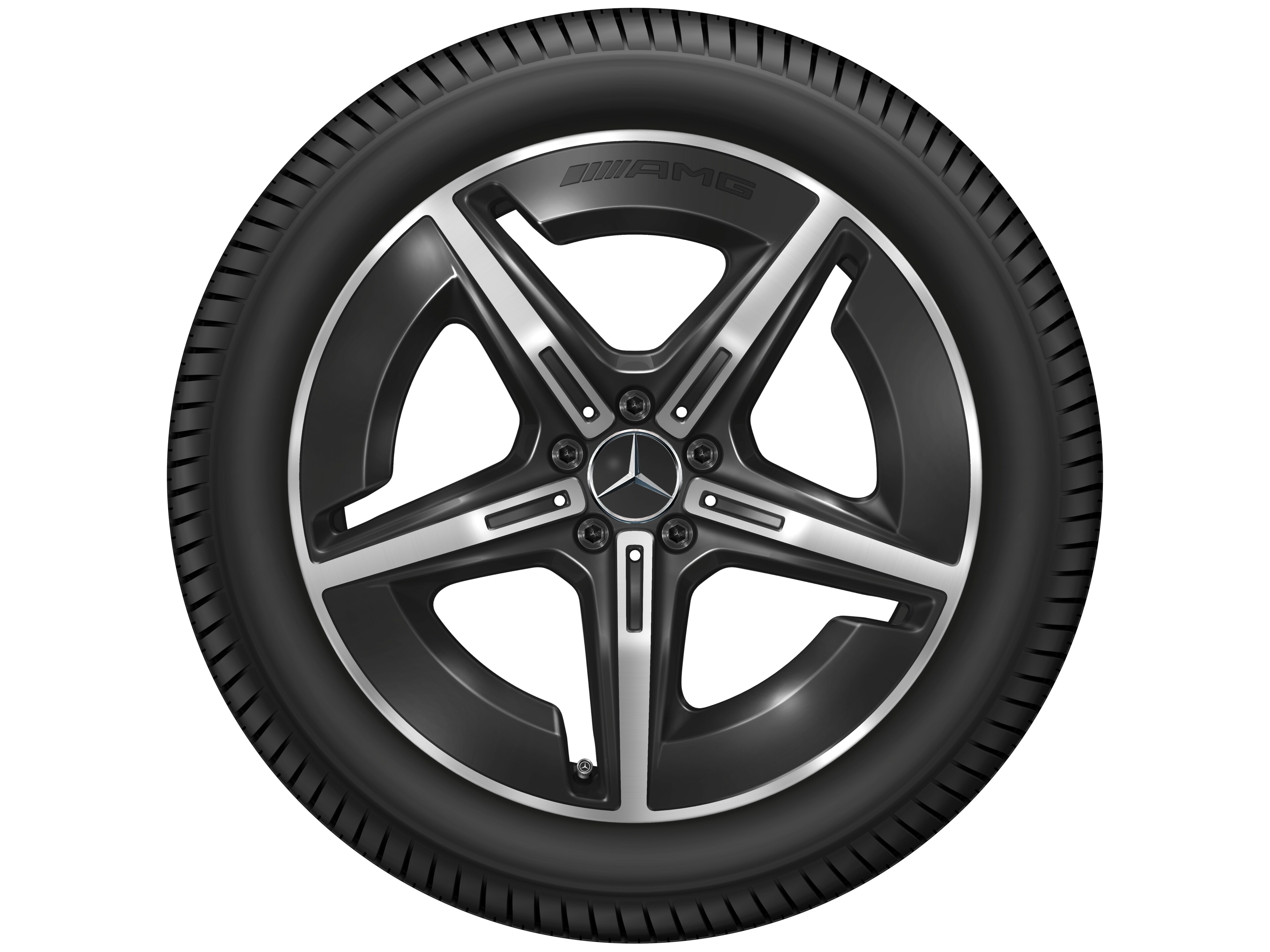 Obręcz AMG z lekkiego stopu, 5-ramienne, 50,8 cm (20 cali), zoptymalizowane pod kątem aerodynamiki - 8 J x 20 ET 32,7, czerń, toczone na połysk