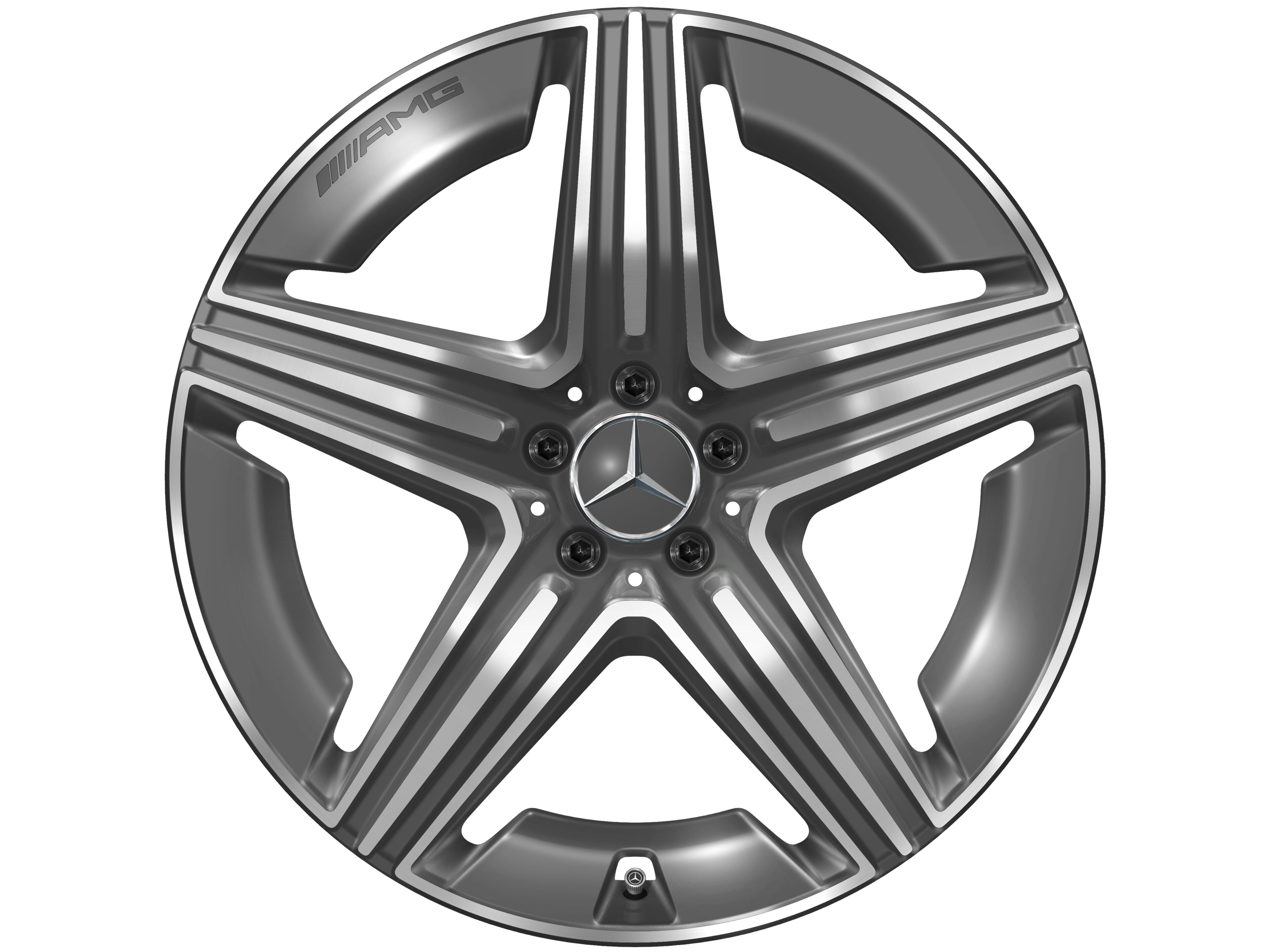 Obręcz AMG z 5 podwójnymi ramionami, 53,3 cm (21 cali) - 11 J x 21 ET 49, szarość tantalu, toczone na połysk