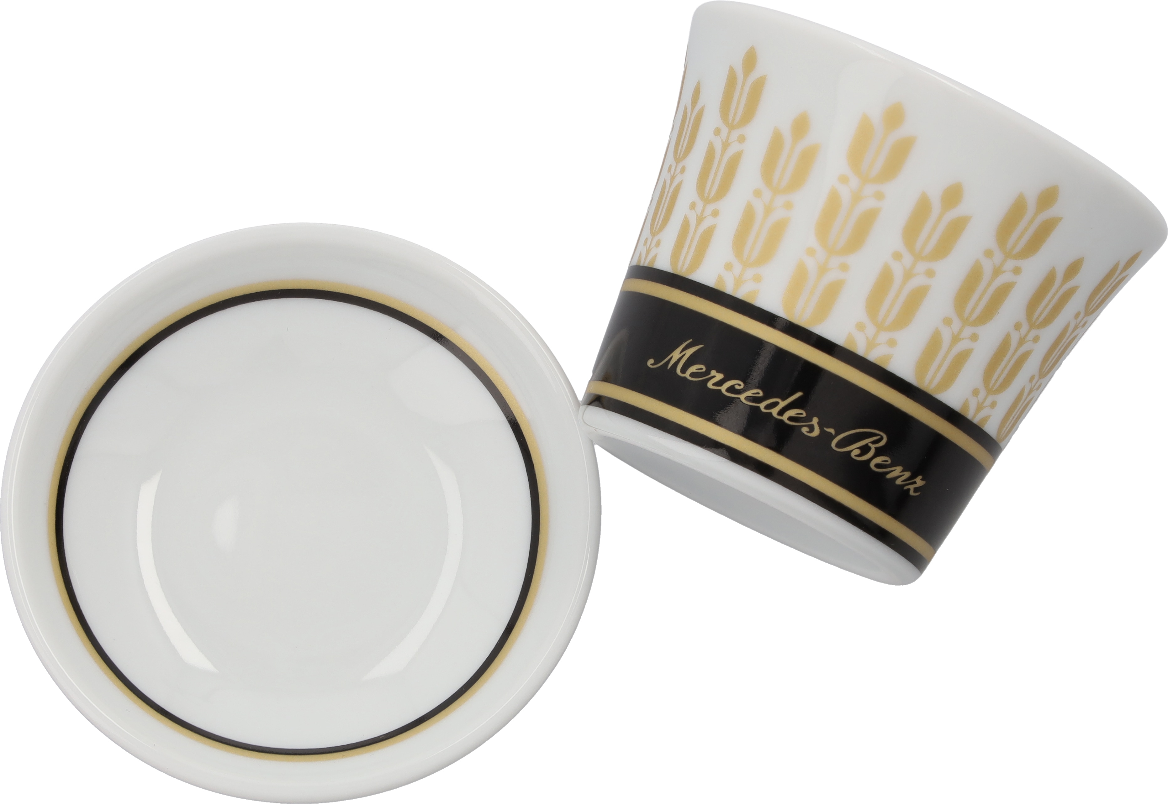 Filiżanki do espresso, Zestaw, 4-częściowy - czerń / biały / złoty, porcelana, 90 ml, Kahla