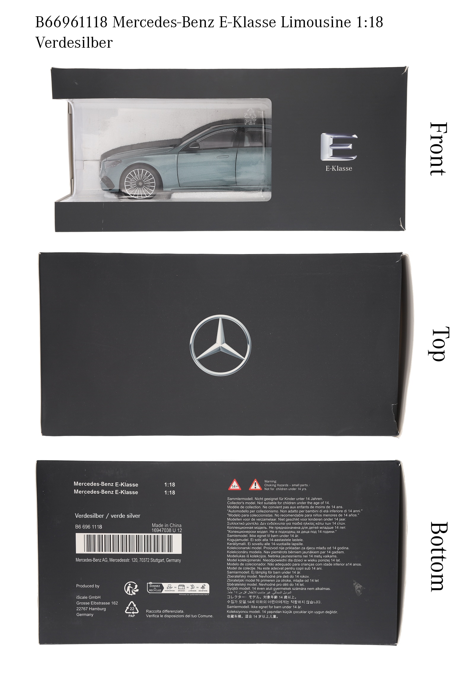 Klasa E, Limuzyna, AMG Line, W214 - verde silver, iScale, 1:18