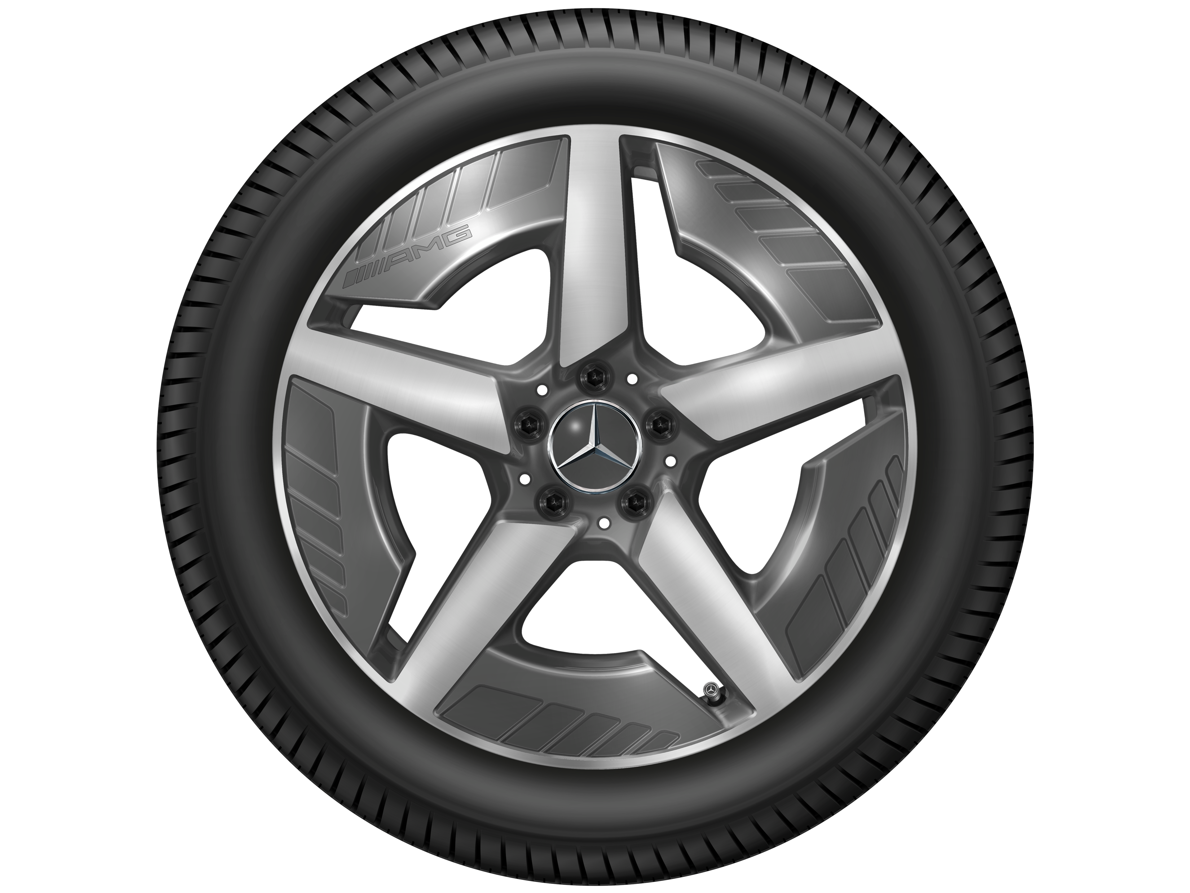 Obręcz AMG z lekkiego stopu, 5-ramienne, 48,3 cm (19 cali), zoptymalizowane pod kątem aerodynamiki - 7,5 J x 19 ET 53,3, szarość tantalu, toczone na połysk
