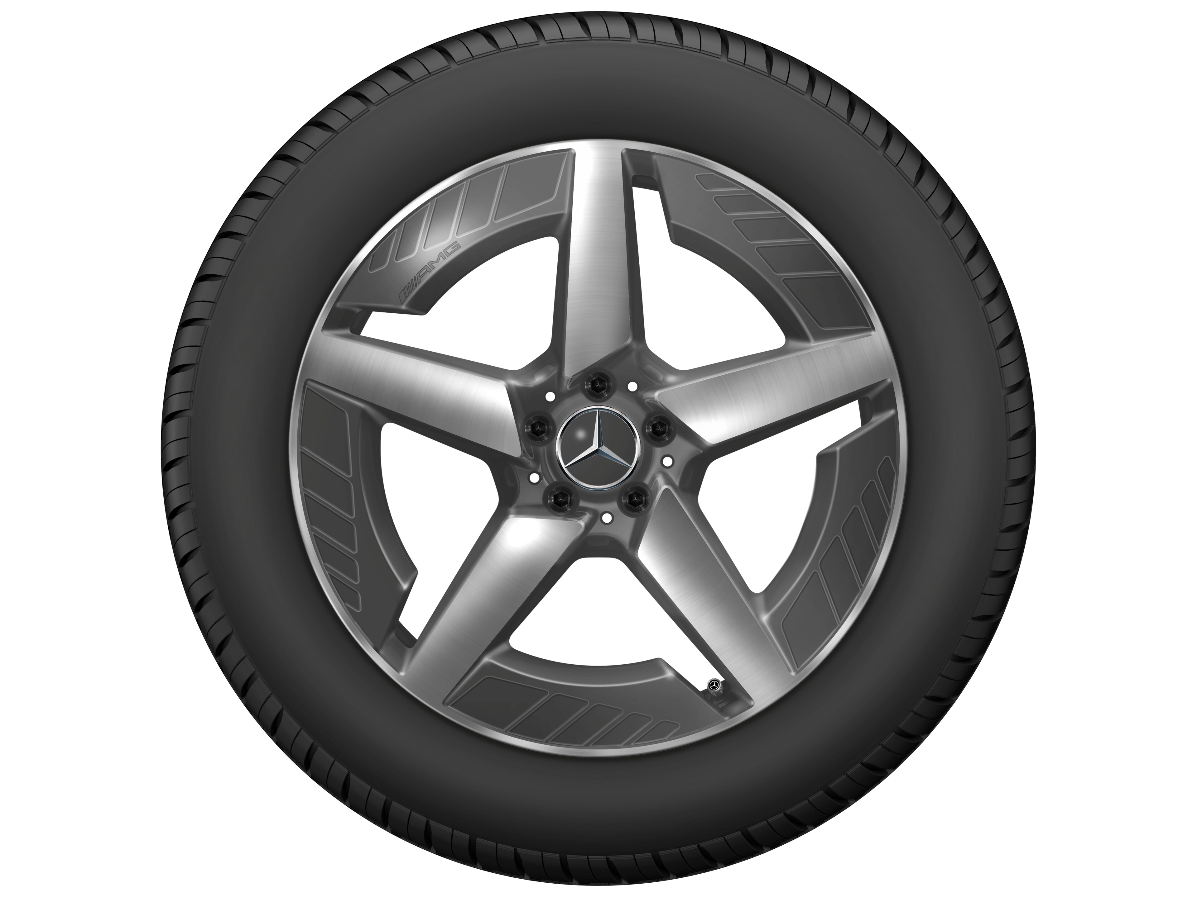 Obręcz AMG z lekkiego stopu, 5-ramienne, 50,8 cm (20 cali) - 9 J x 20 ET 57,1, szarość tantalu, toczone na połysk