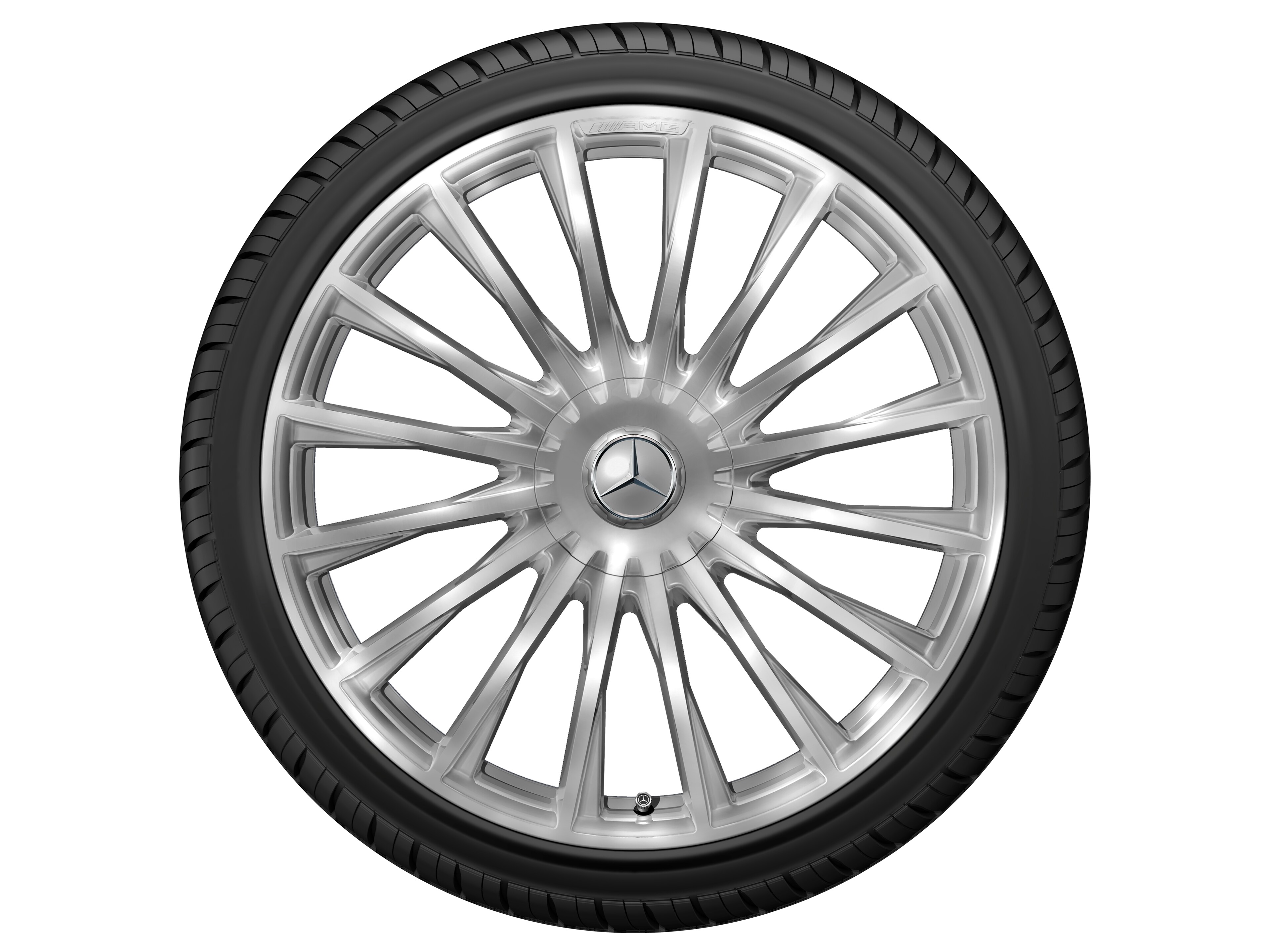 Obręcz kuta AMG wieloramienna, 53,3 cm (21 cali) - 10,5 J x 21 ET 50, srebrny, polerowane na połysk