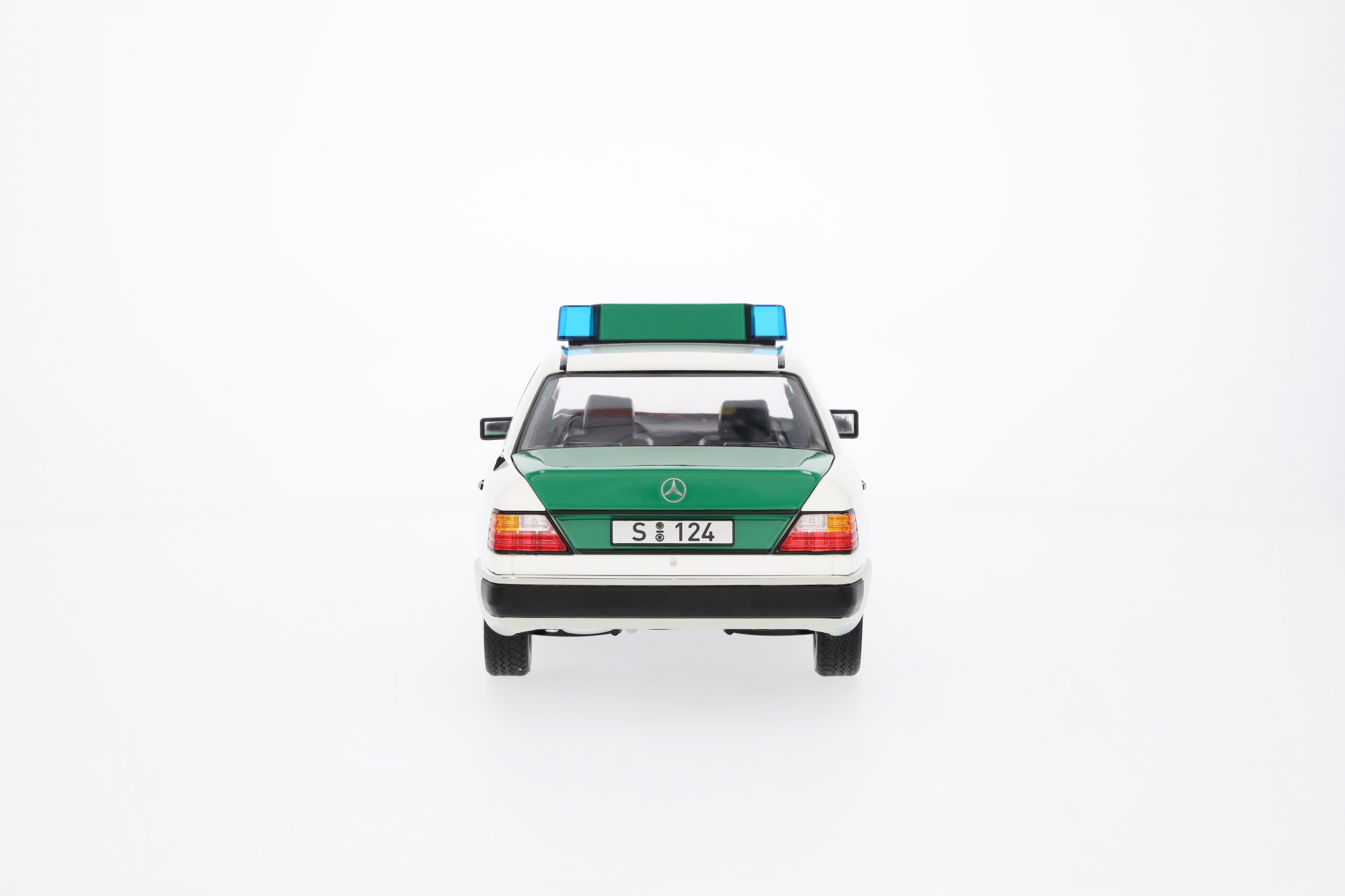 230 E W 124 (1989-1993), Limuzyna, Policja - biały / zielony, Norev, 1:18
