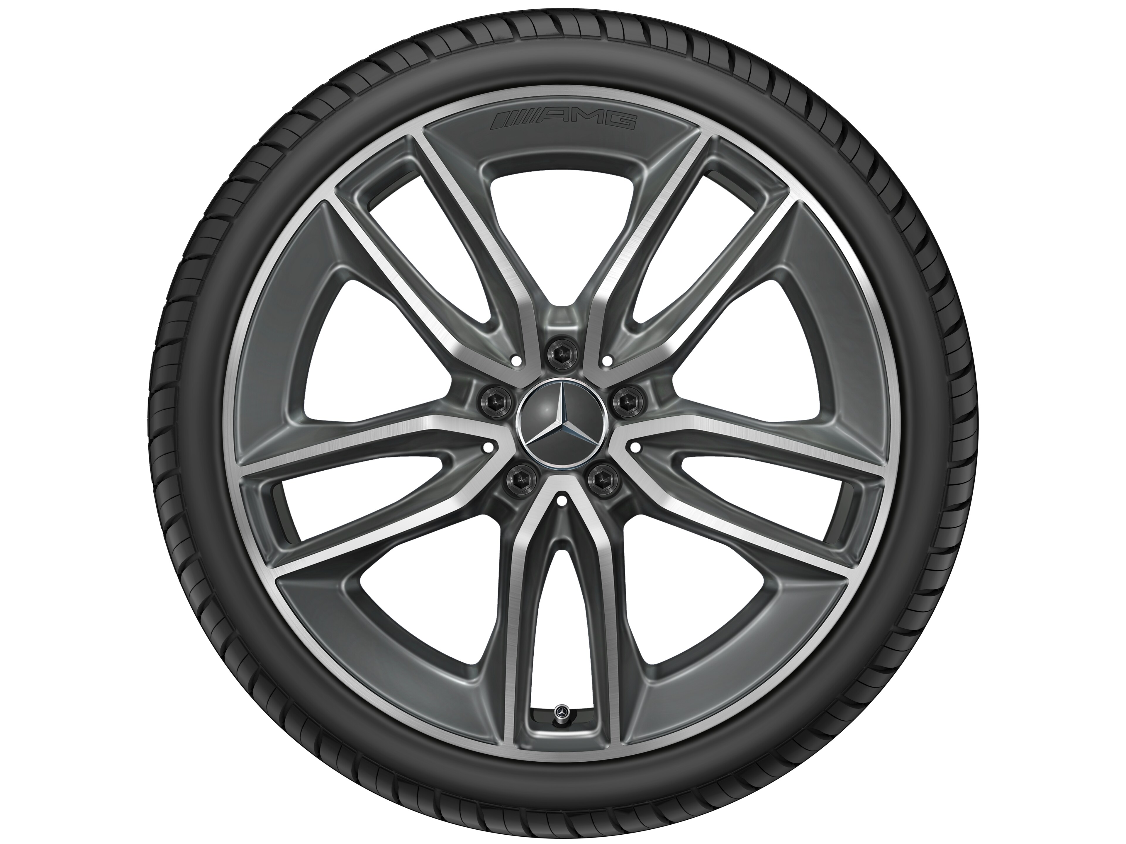 Obręcz AMG z 5 podwójnymi ramionami, 50,8 cm (20 cali) - 9 J x 20 ET 49, szarość tantalu, toczone na połysk
