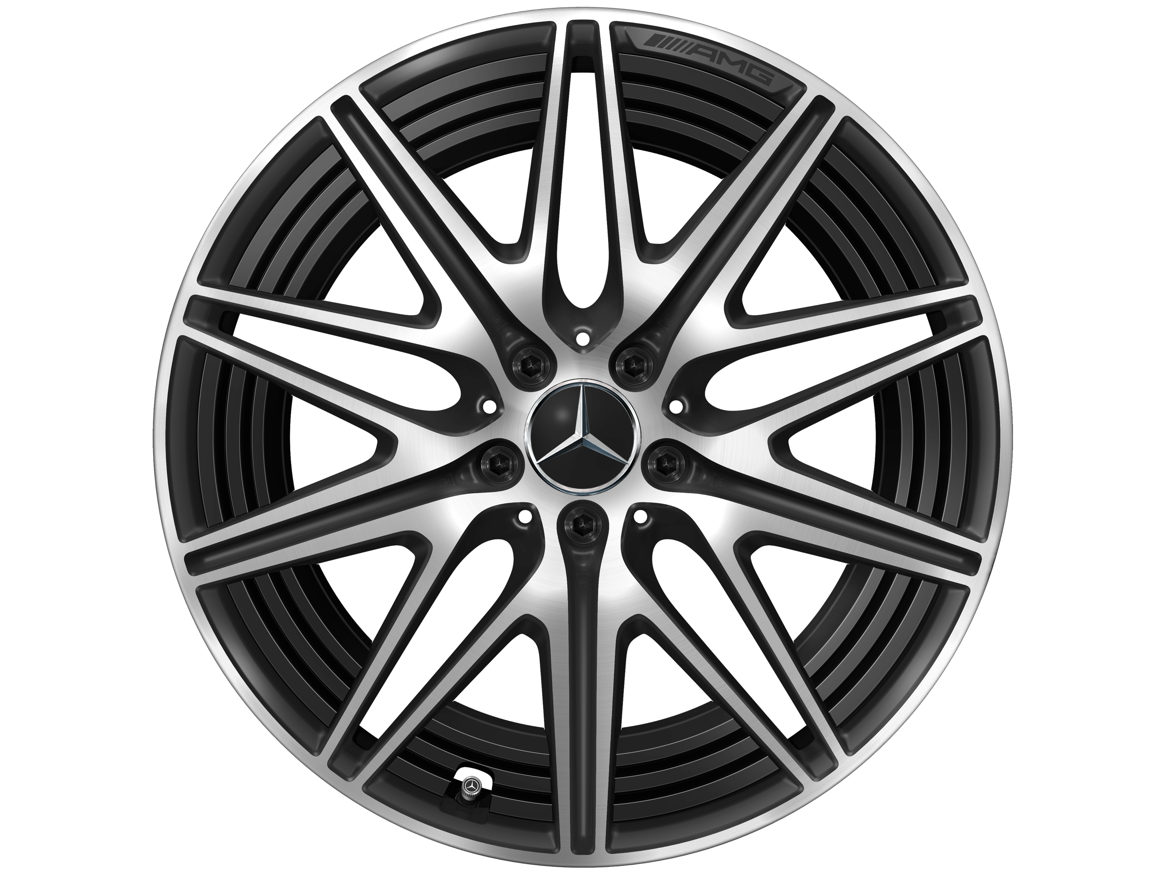 Obręcz AMG 10-ramienna, 50,8 cm (20 cali) - 9,5 J x 20 ET 32,1, czarny mat, toczone na połysk