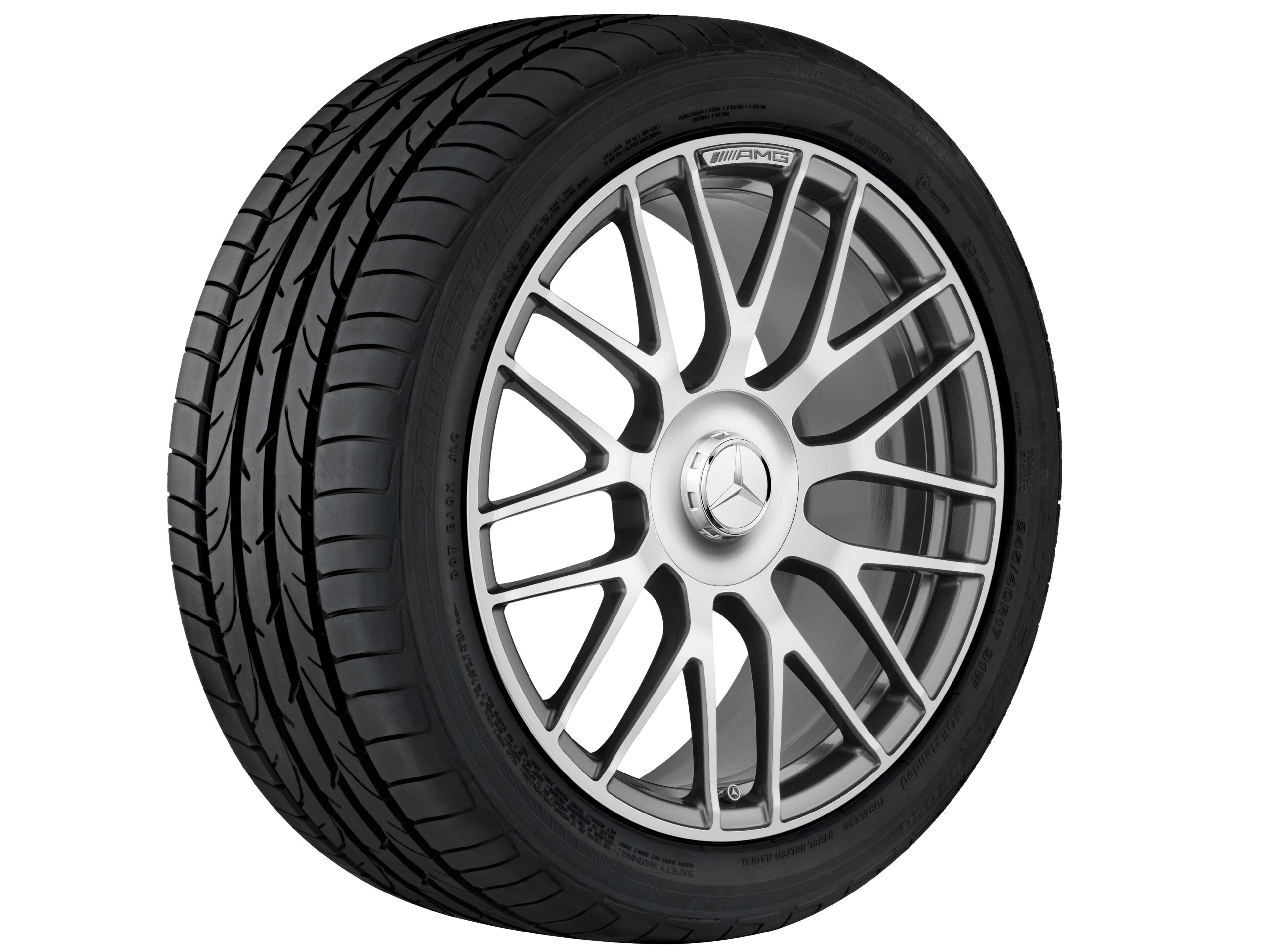 Obręcz kuta AMG z krzyżowymi ramionami, 50,8 cm (20 cali) - 10,5 J x 20 ET 57, szarość tytanu, toczone na połysk