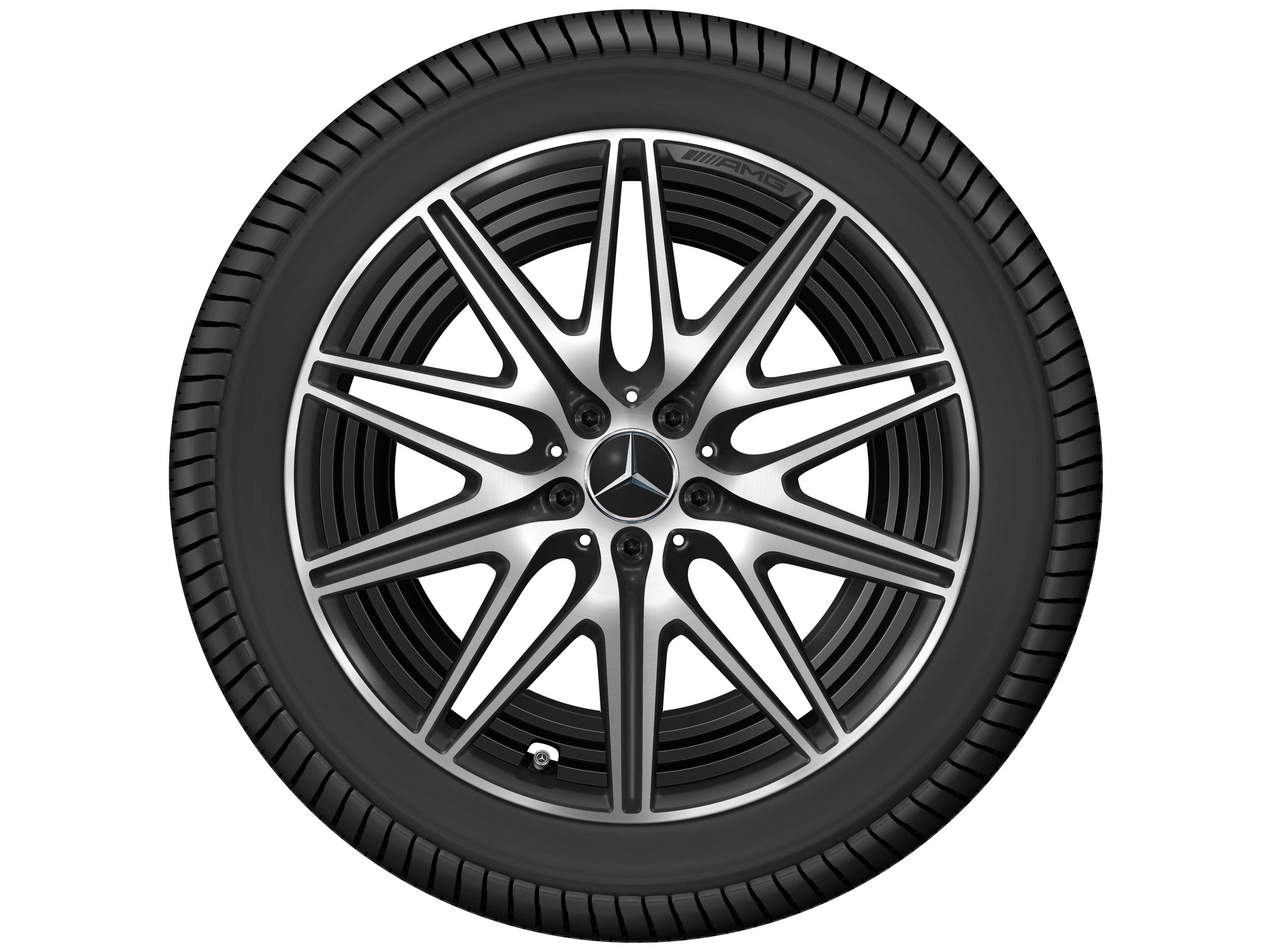 Obręcz AMG 10-ramienna, 50,8 cm (20 cali) - 9,5 J x 20 ET 32,1, czarny mat, toczone na połysk