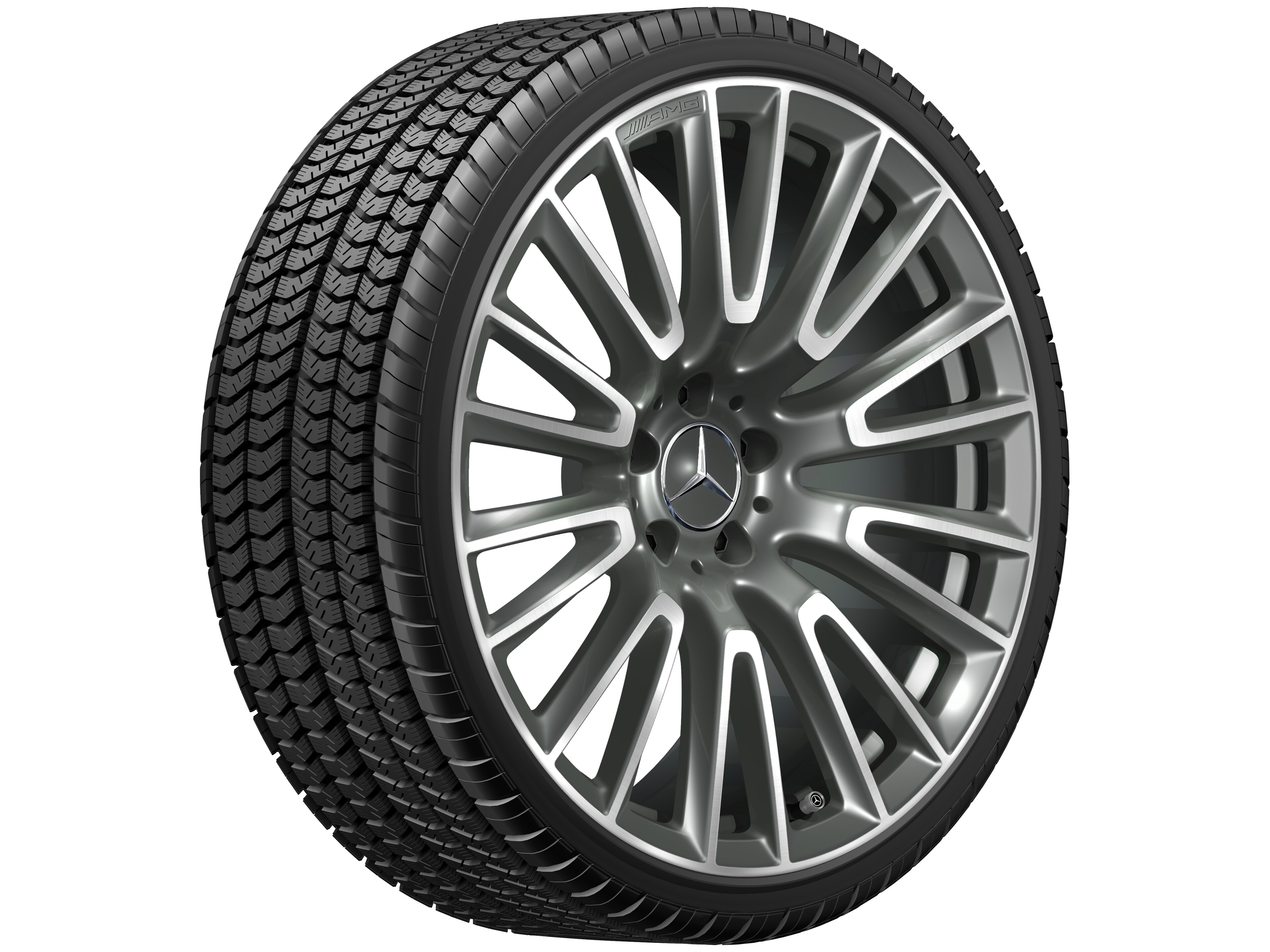 Obręcz AMG z lekkiego stopu, z 10 podwójnymi ramionami, 50,8 cm (20 cali) - 10,5 J x 20 ET 43, szarość Himalajów, toczone na połysk