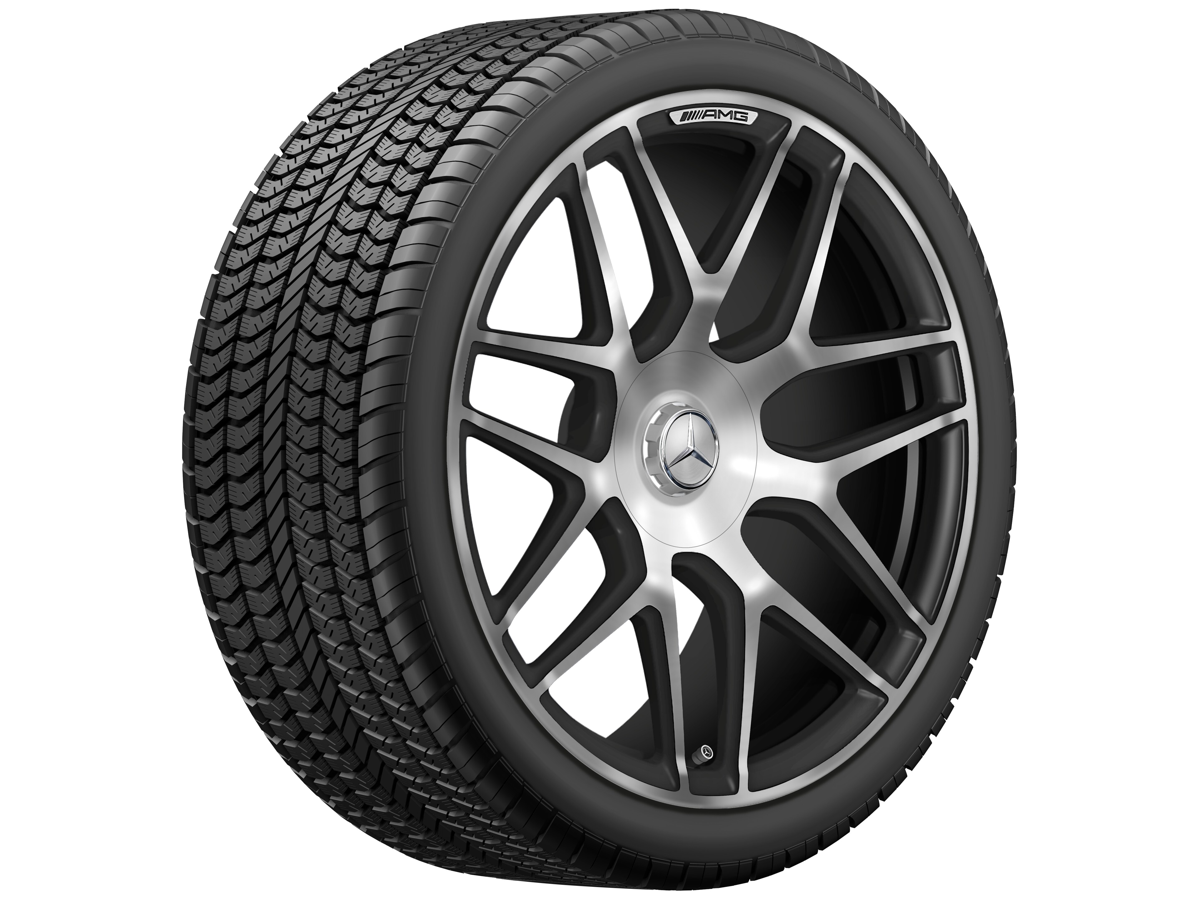 Obręcz kuta AMG z krzyżowymi ramionami, 55,9 cm (22 cale) - 10 J x 22 ET 36, czarny mat, toczone na połysk