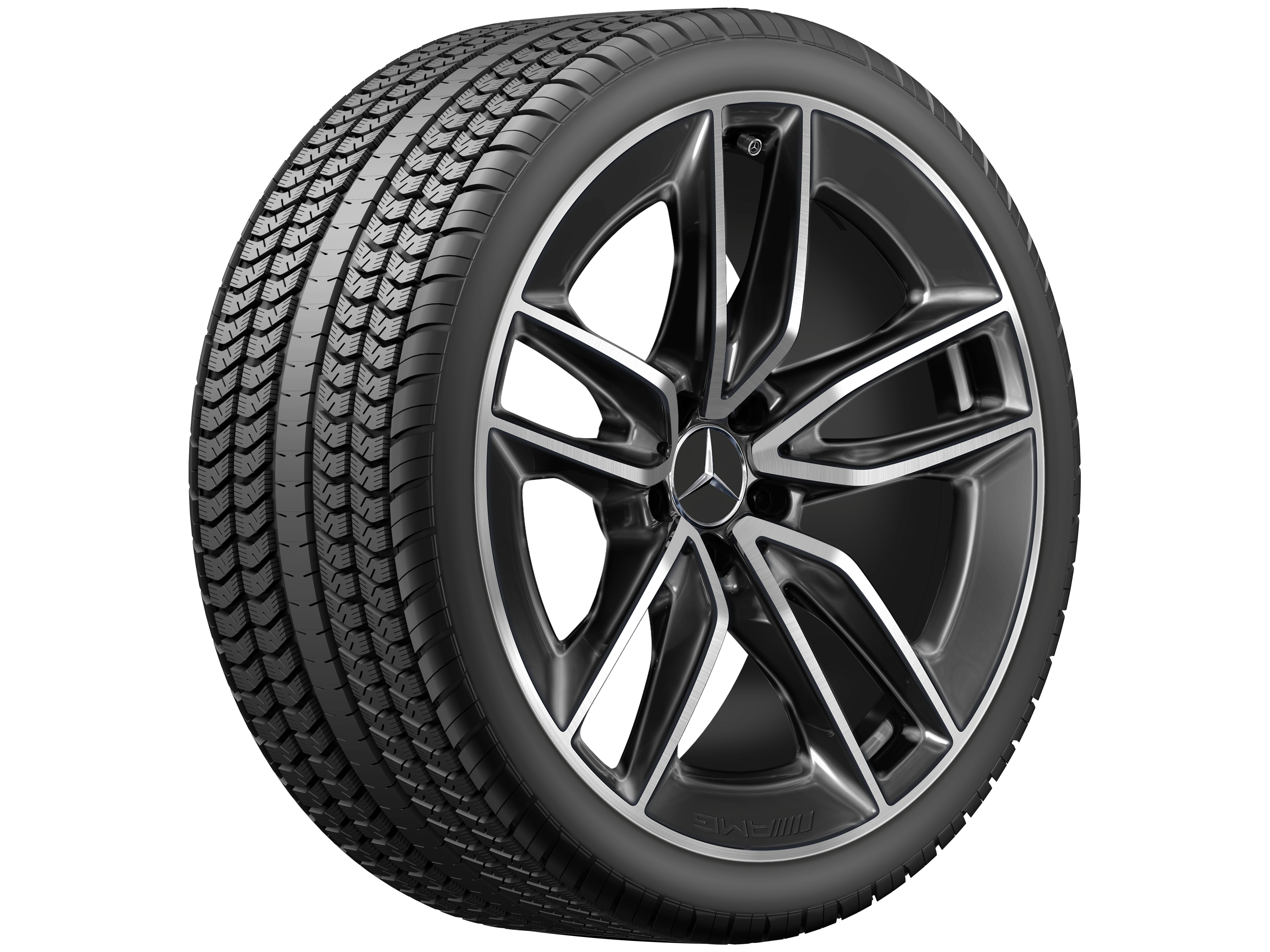 Obręcz AMG z 5 podwójnymi ramionami, 50,8 cm (20 cali) - 8 J x 20 ET 10, czerń, toczone na połysk