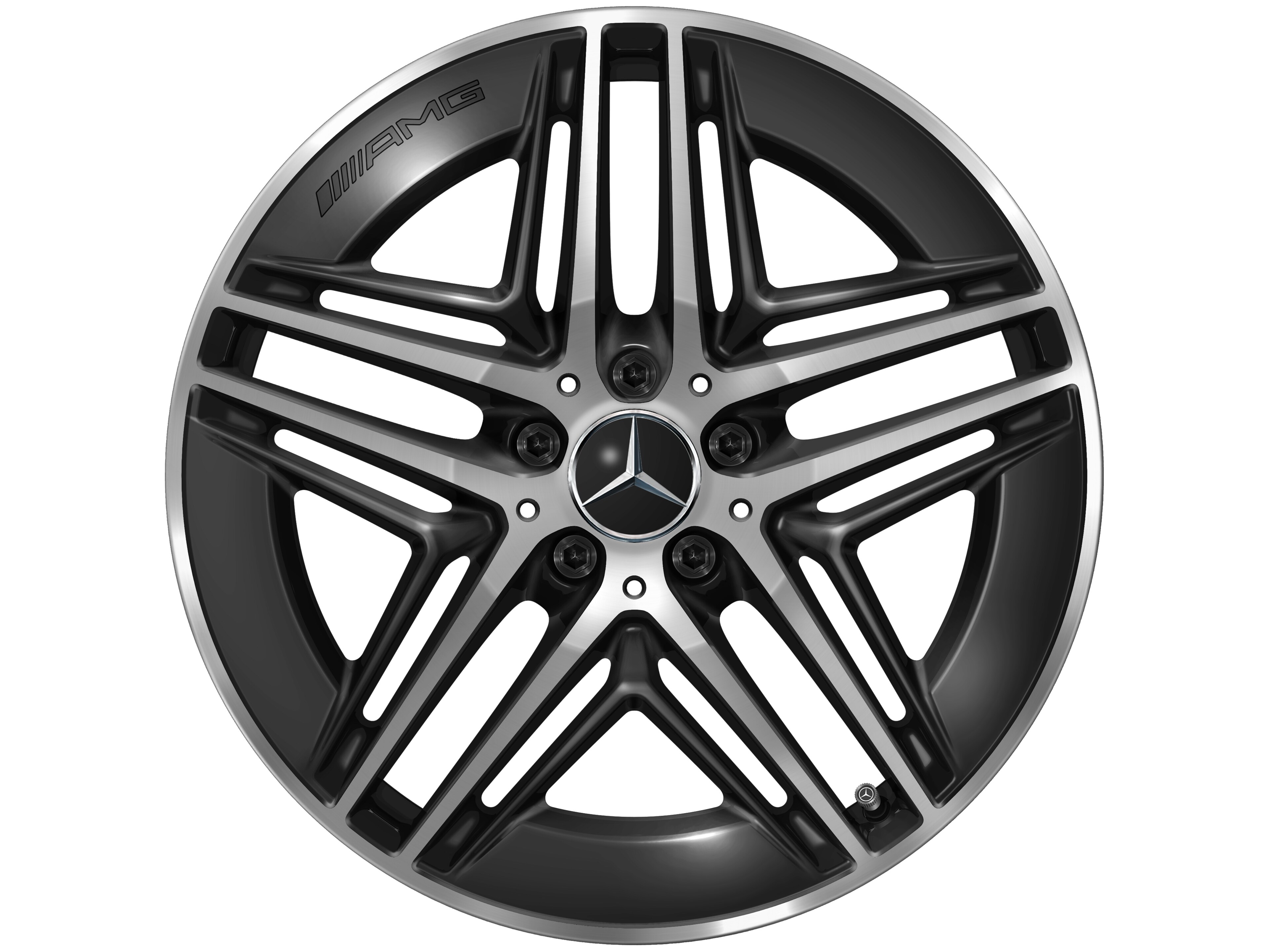 Obręcz AMG z lekkiego stopu, z 5 podwójnymi ramionami, 48,3 cm (19 cali) - 8 J x 19 ET 52, czerń, toczone na połysk