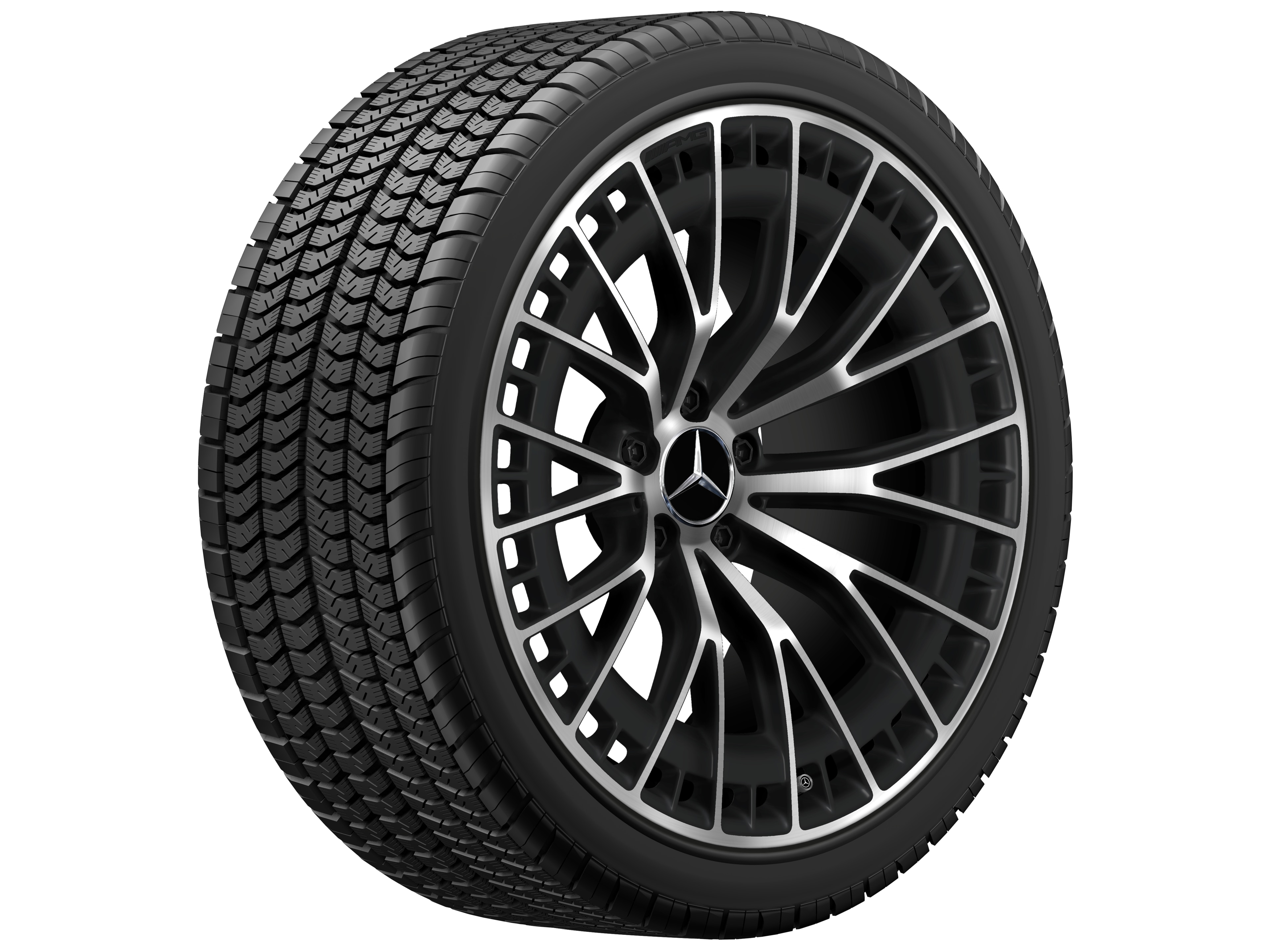 Obręcz AMG z lekkiego stopu, z ramionami w kształcie Y, 50,8 cm (20 cali) - 9,5 J x 20 ET 19, czarny mat, toczone na połysk