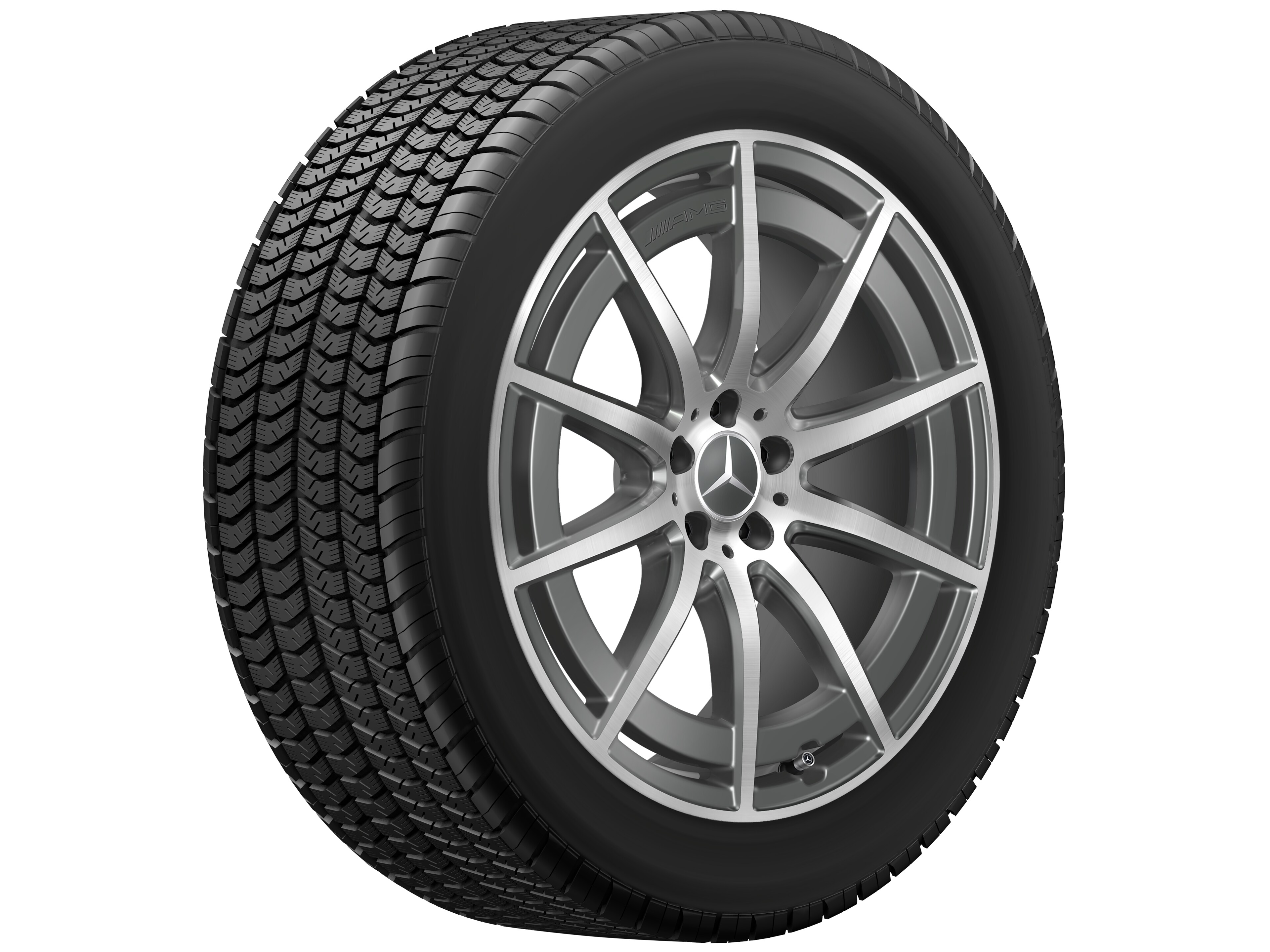 Obręcz AMG 10-ramienna, 53,3 cm (21 cali) - 9 J x 21 ET 36, szarość tantalu, toczone na połysk