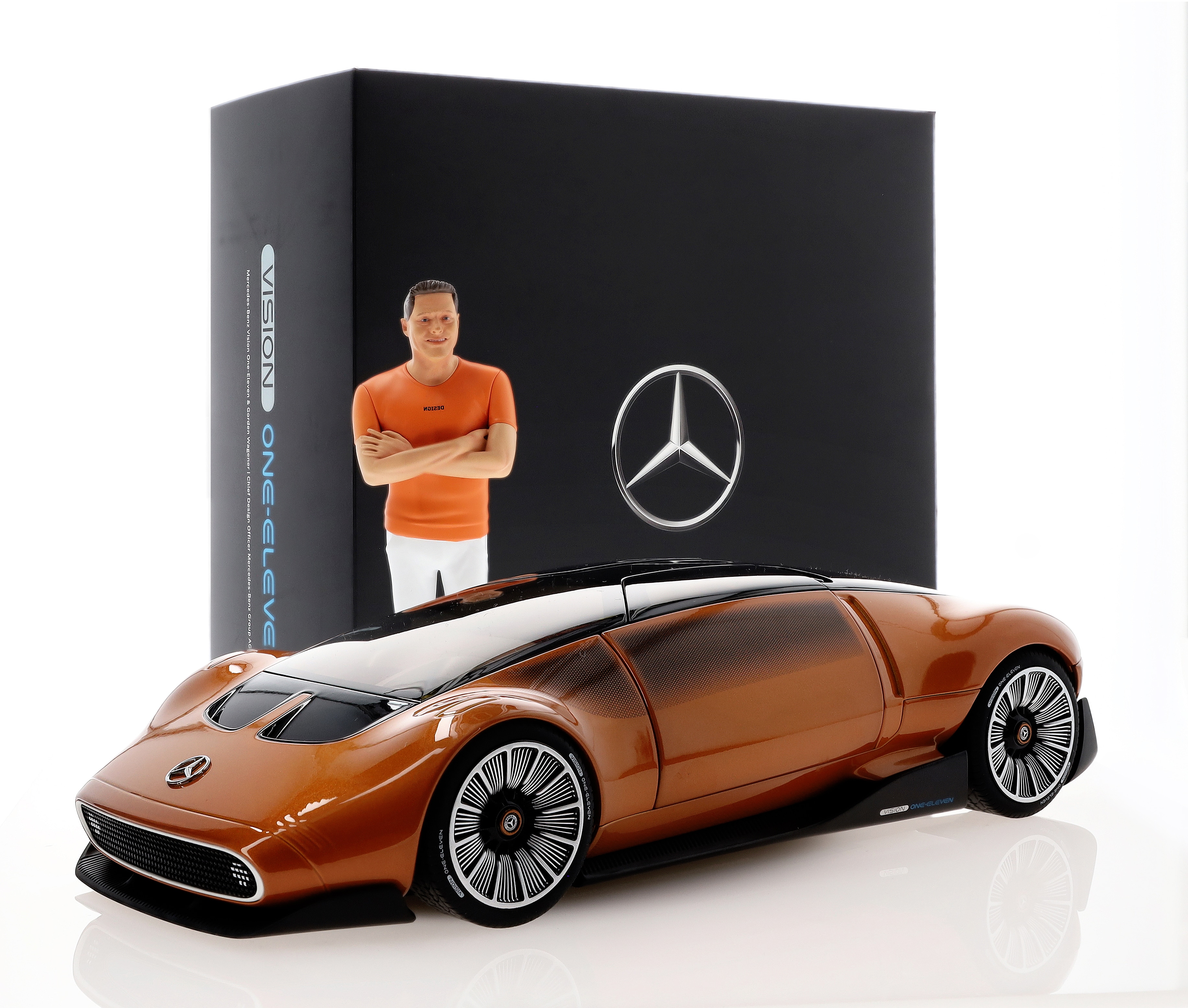 Zestaw Vision One-Eleven z figurką, Showcar - pomarańczowy, NZG, 1:18