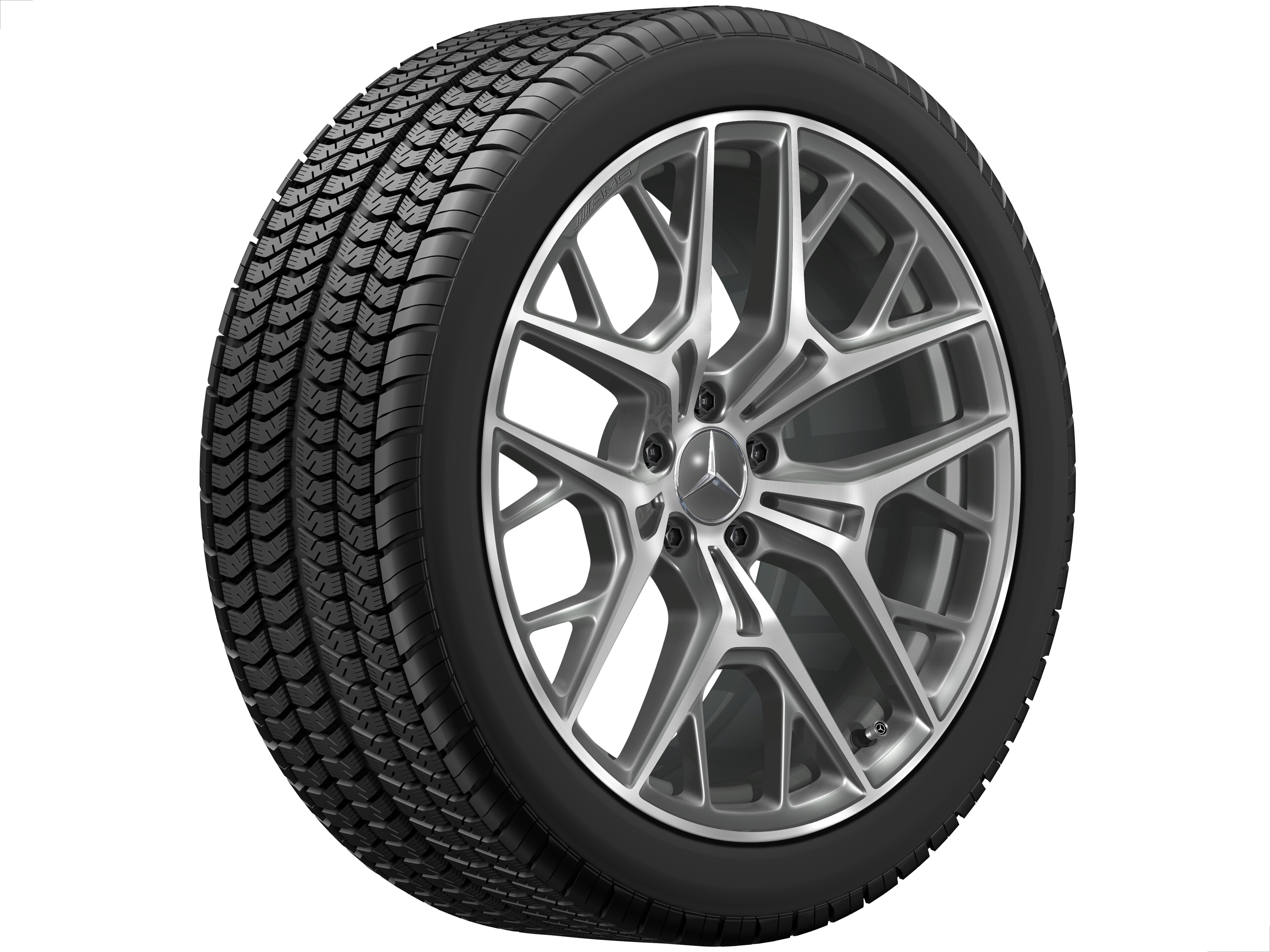 Obręcz AMG z lekkiego stopu, z krzyżowymi ramionami, 50,8 cm (20 cali) - 9 J x 20 ET 34, szarość Himalajów, toczone na połysk