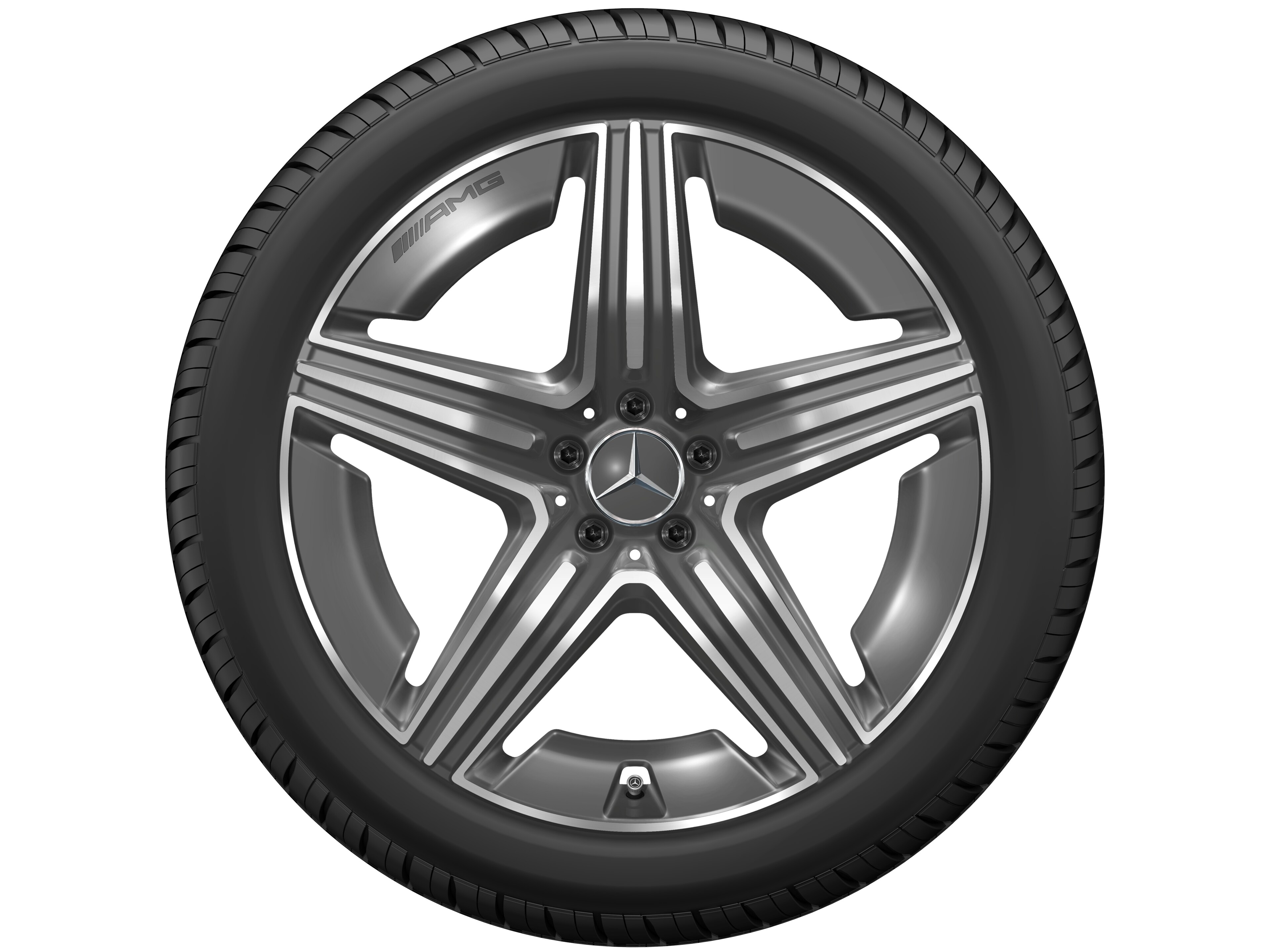 Obręcz AMG z 5 podwójnymi ramionami, 53,3 cm (21 cali) - 11 J x 21 ET 49, szarość tantalu, toczone na połysk