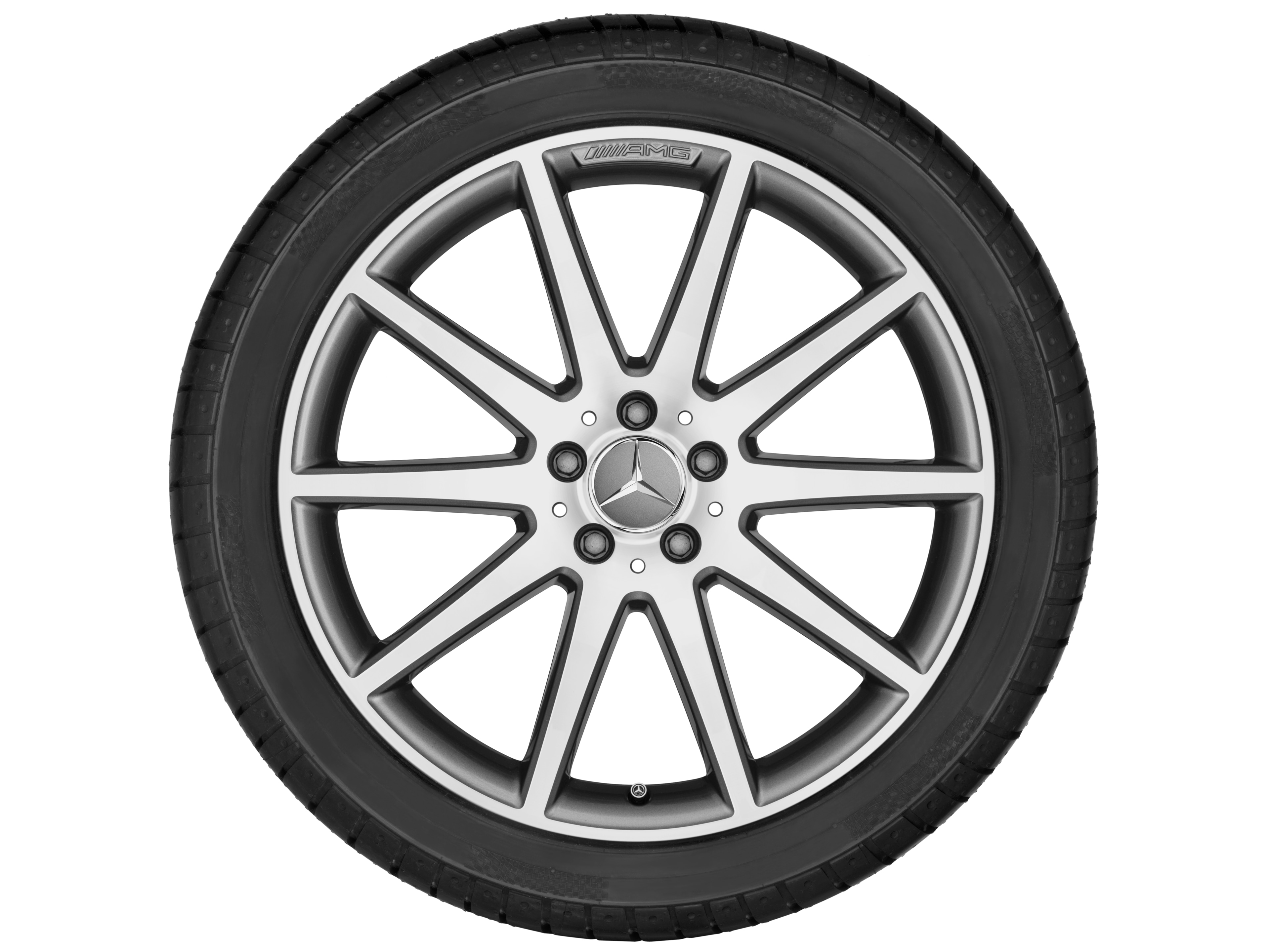 Obręcz AMG 10-ramienna, 48,3 cm (19 cali) - 8 J x 19 ET 19, szarość tytanu, toczone na połysk