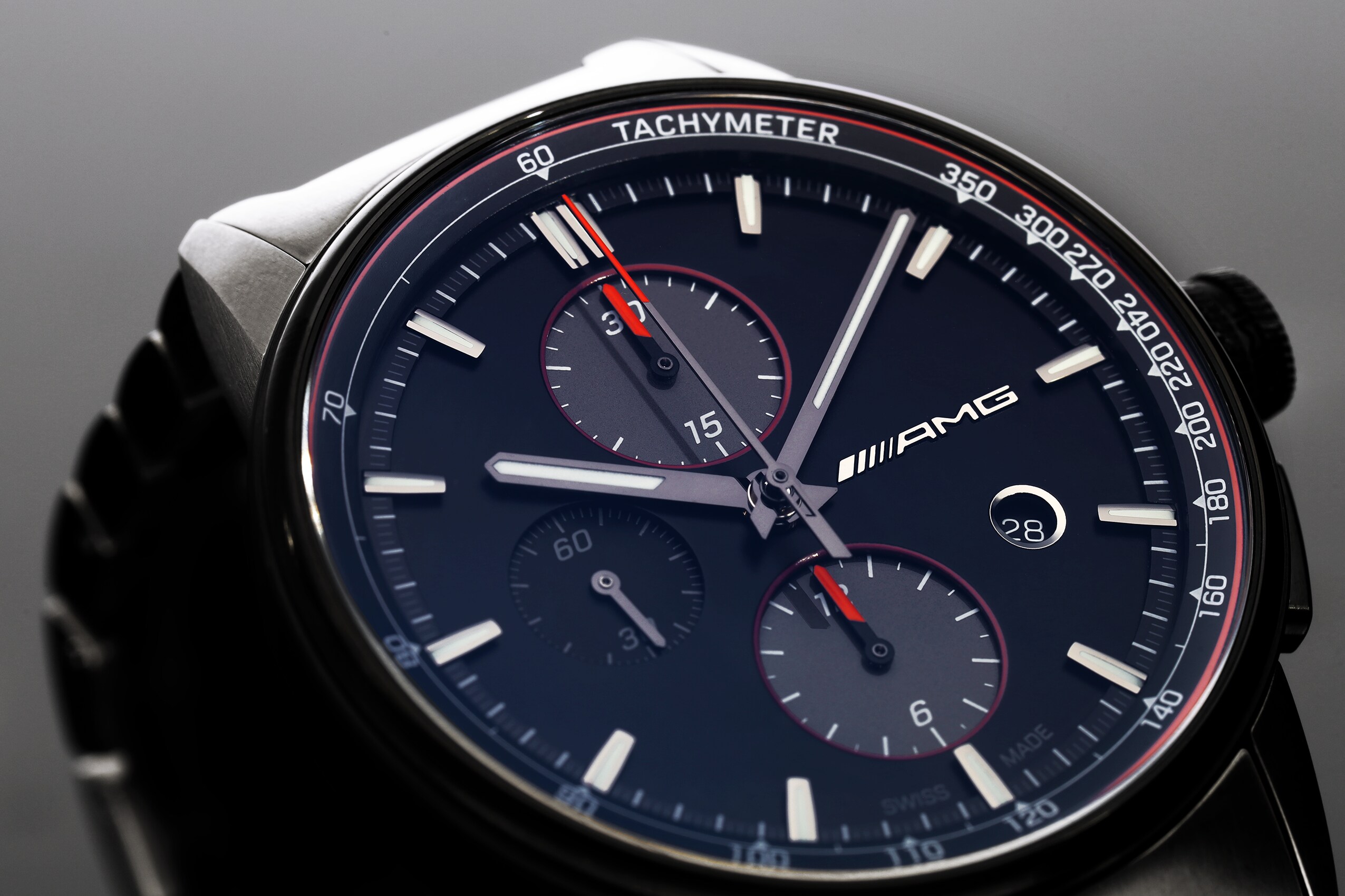 Automatyczny chronograf AMG, Artykuły męskie, Business - czerń / antracyt / czerwony, stal nierdzewna / tytan