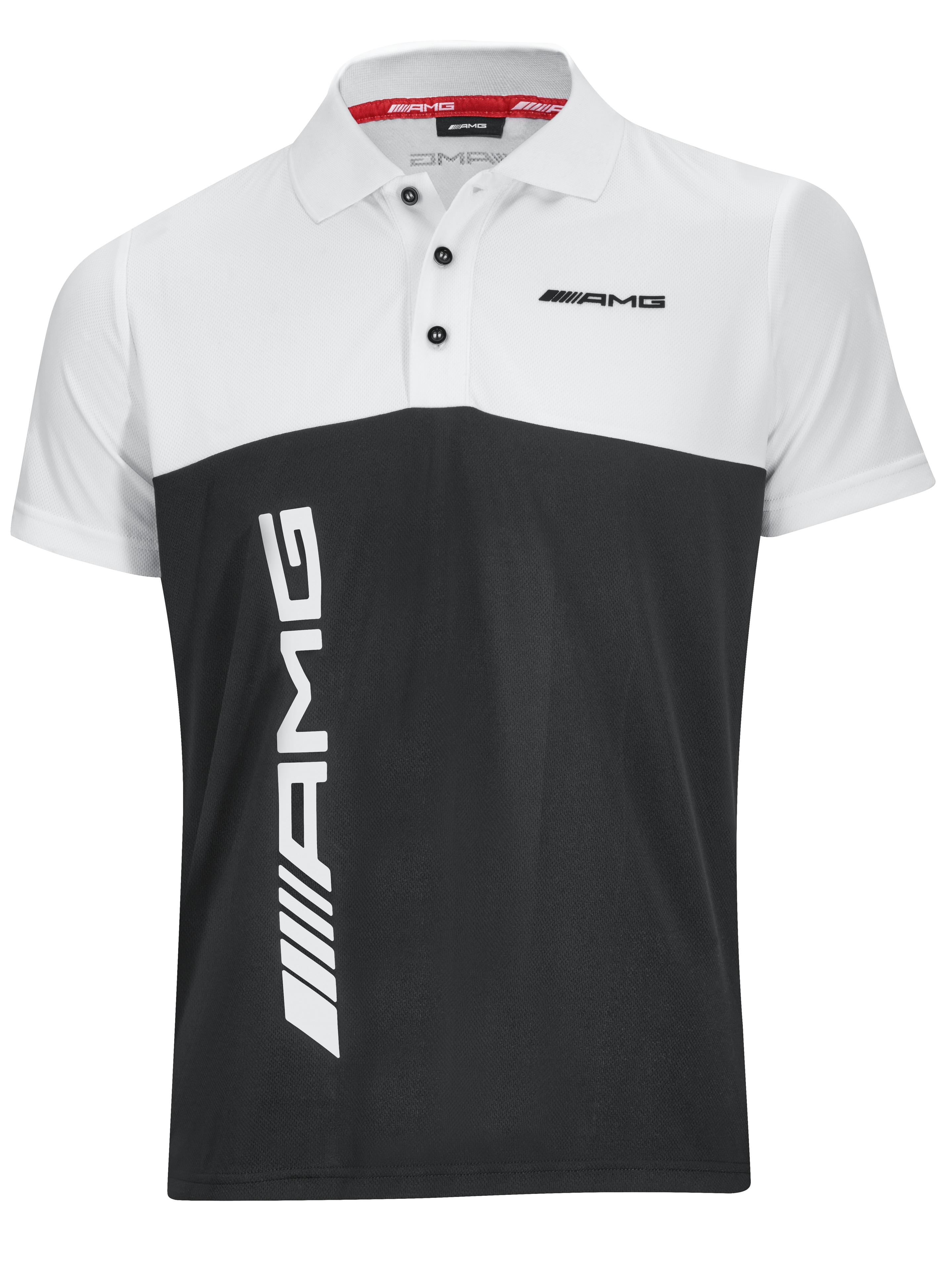 Męska koszulka polo AMG - czerń / biały, XXL