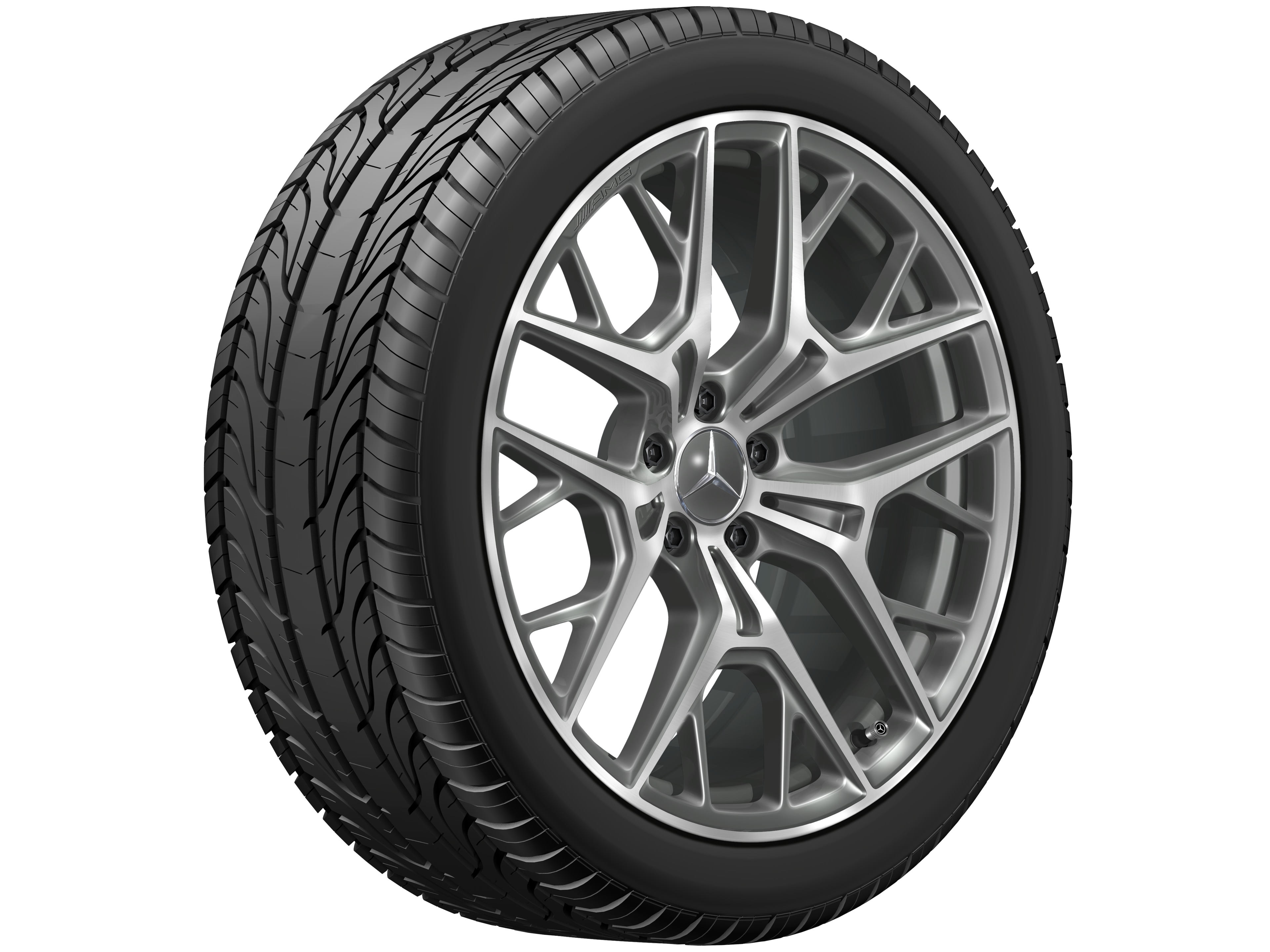Obręcz AMG z lekkiego stopu, z krzyżowymi ramionami, 50,8 cm (20 cali) - 9 J x 20 ET 34, szarość Himalajów, toczone na połysk