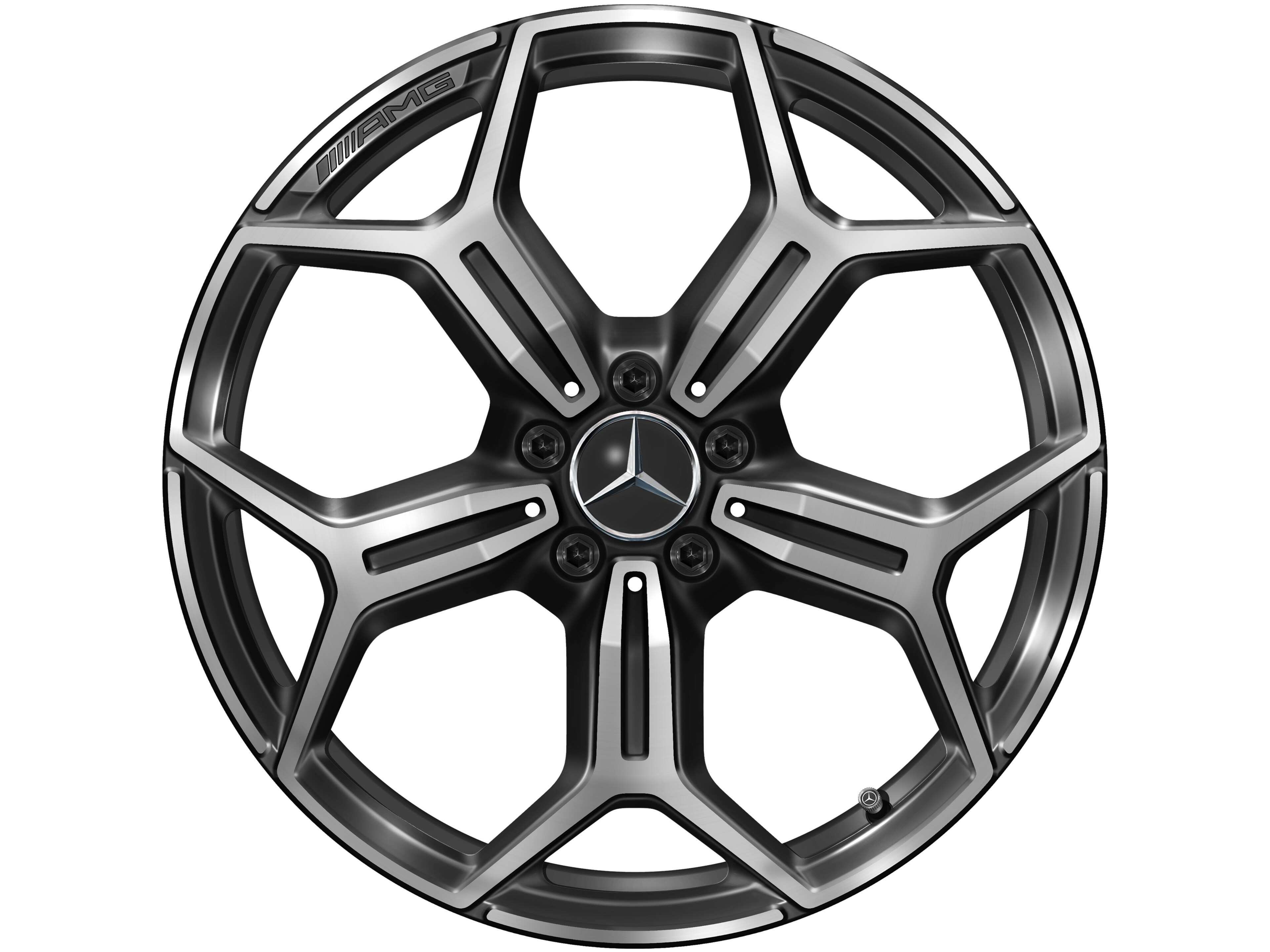 Obręcz AMG z lekkiego stopu, z 5 podwójnymi ramionami, 50,8 cm (20 cali), polerowane na połysk, lakier bezbarwny z odcieniem - 9 J x 20 ET 60,8, czerń, toczone na połysk